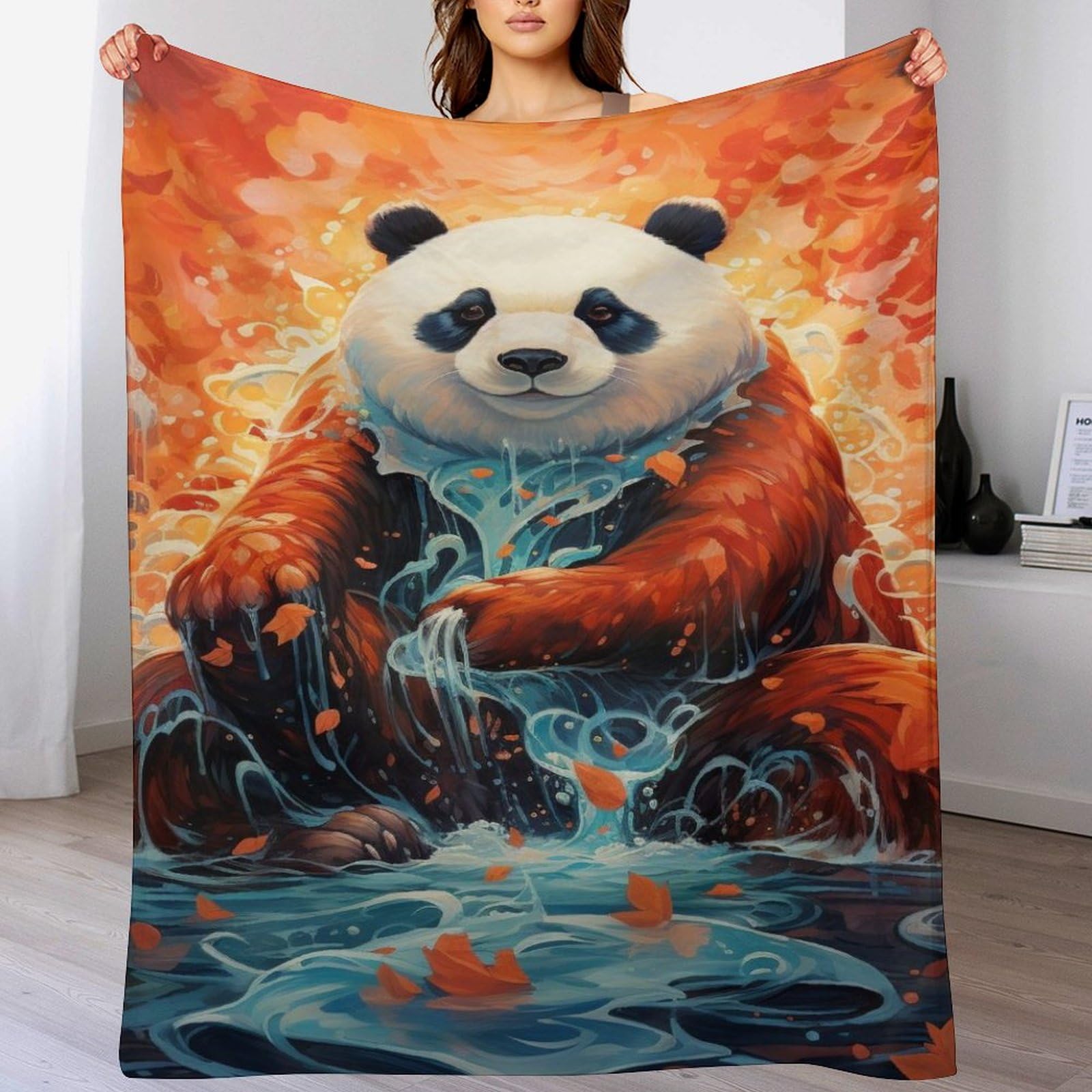 Couvertures de canapé salon douce style Couvre-lit Panda Flannel 130x180