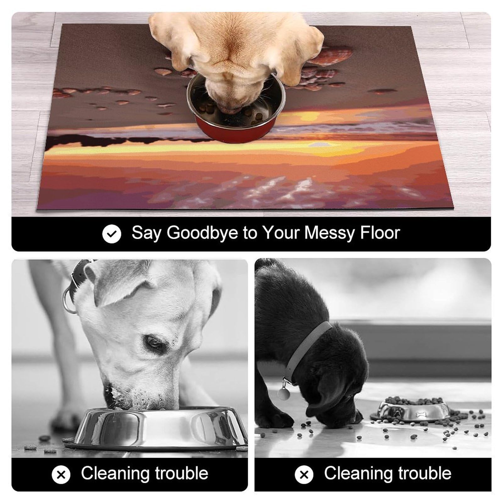 Tapis de nourriture pour chat et chat - Tapis d'alimentation antidérapant - Facile à nettoyer pour la nourriture et l'eau - 61 x 81,3 cm