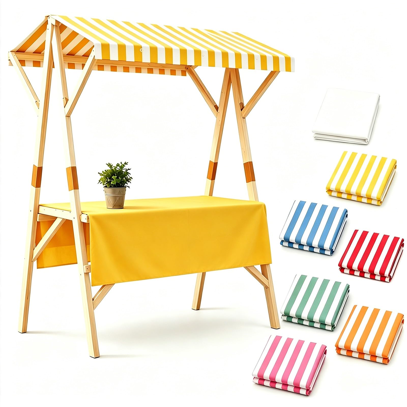 Mercato degli agricoltori pieghevole portatile con baldacchino - Giallo 120 cm/47,2 pollici Carrello alimentare all'aperto per venditori, eventi, feste e mercati di strada