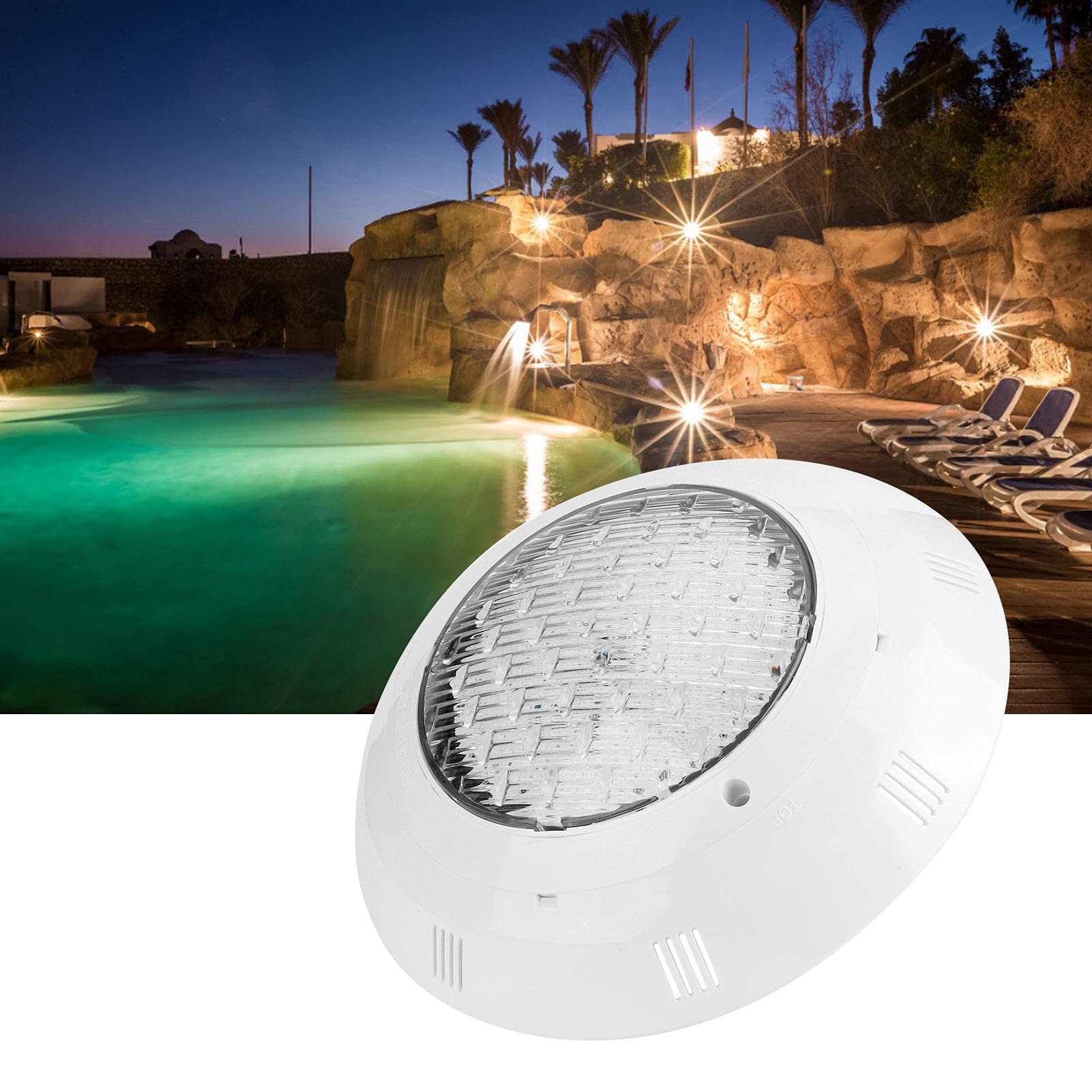 LED-Schwimmbadleuchte, LED-Unterwasser-Poolbeleuchtung, wasserdichte, an der Wand montierte Unterwasser-Warmlampe, für Pools, Teiche, Brunnen, Stufen (12W)