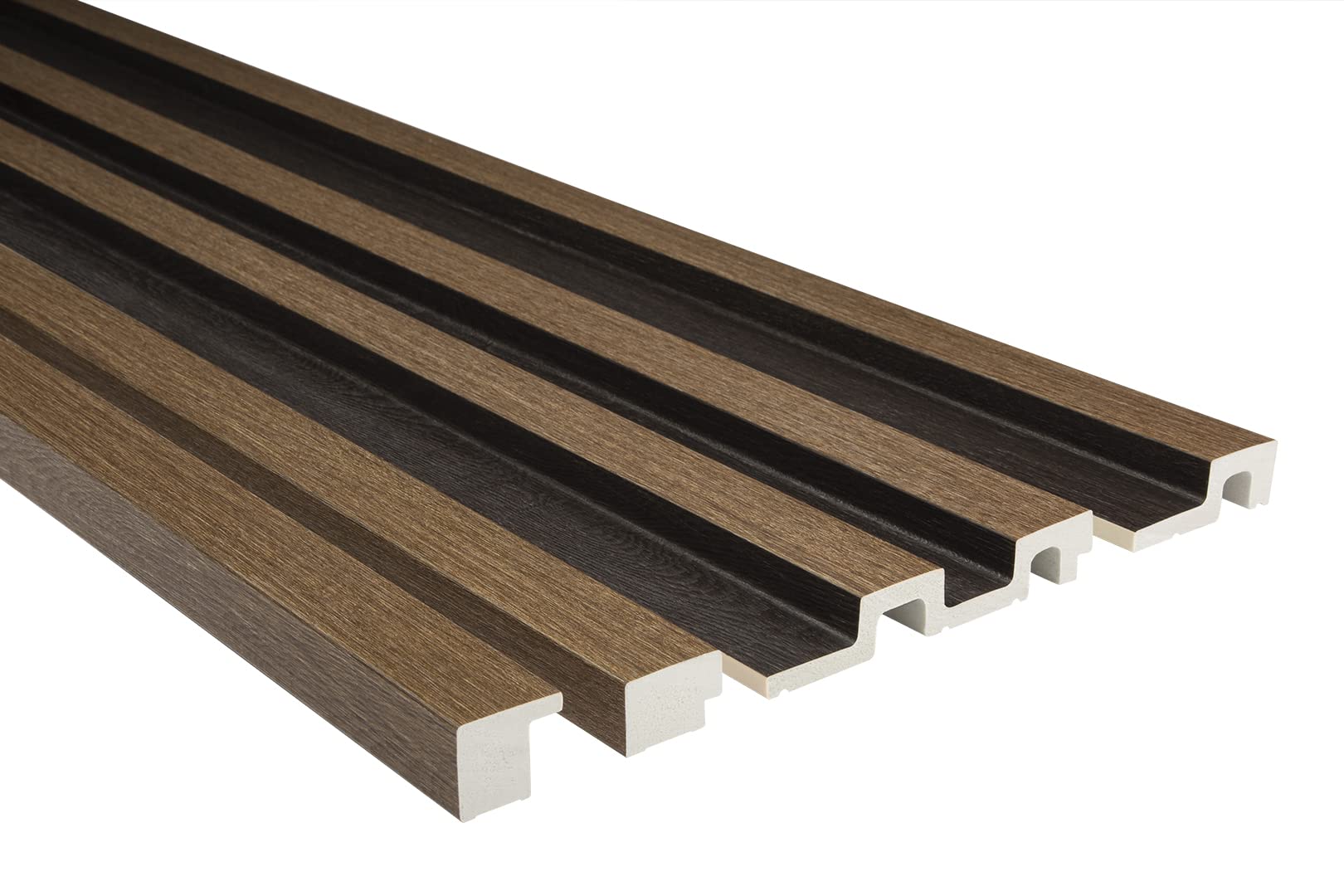 HEXIM Lamellenwand HDPS Polystyrol - Lamellen Wandverkleidung Akustikpaneele Wandpaneele Holz Imitat - (6 Paneele - dunkelbraune Holzstruktur) 3D Wanddeko