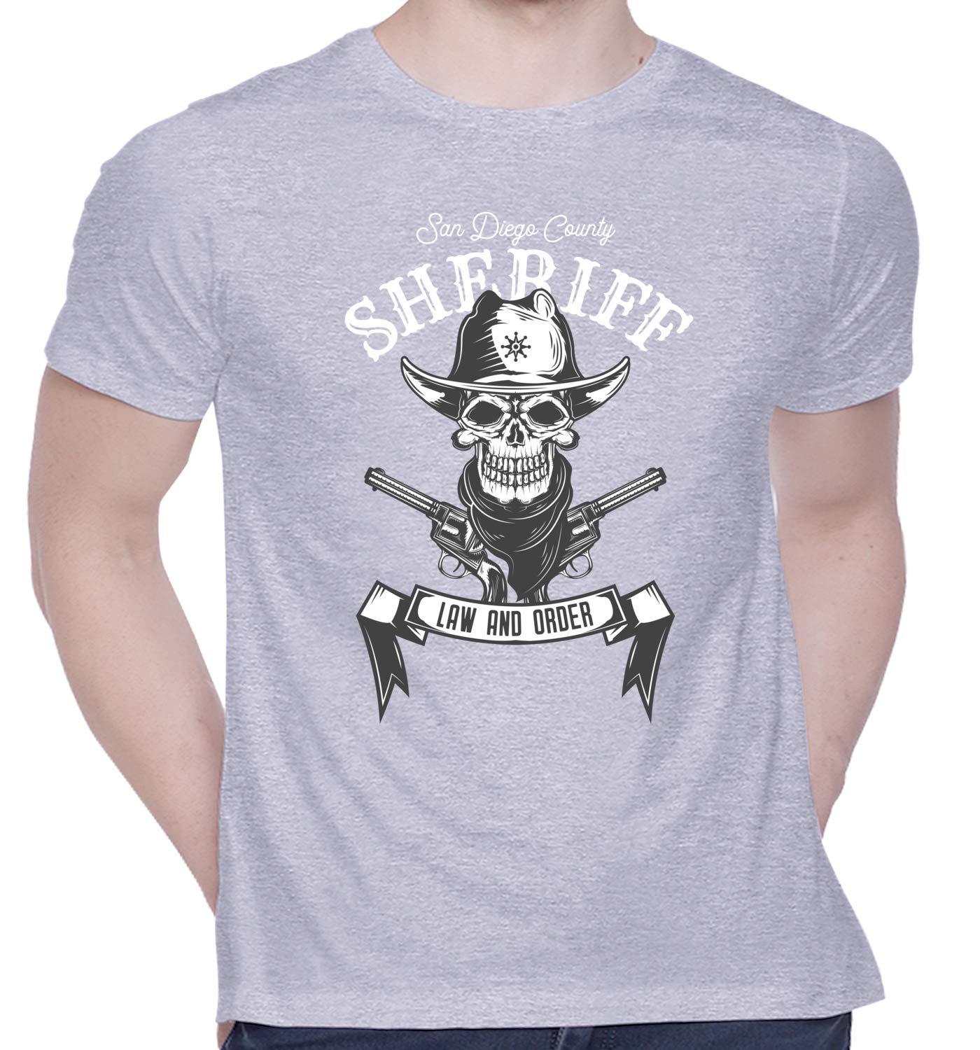 CreativiTGraphic Printed T-Shirt for Unisex Sheriff-Black Tshirt | Casual Half Sleeve Round Neck T-Shirt | 100% Cotton | D00807-250