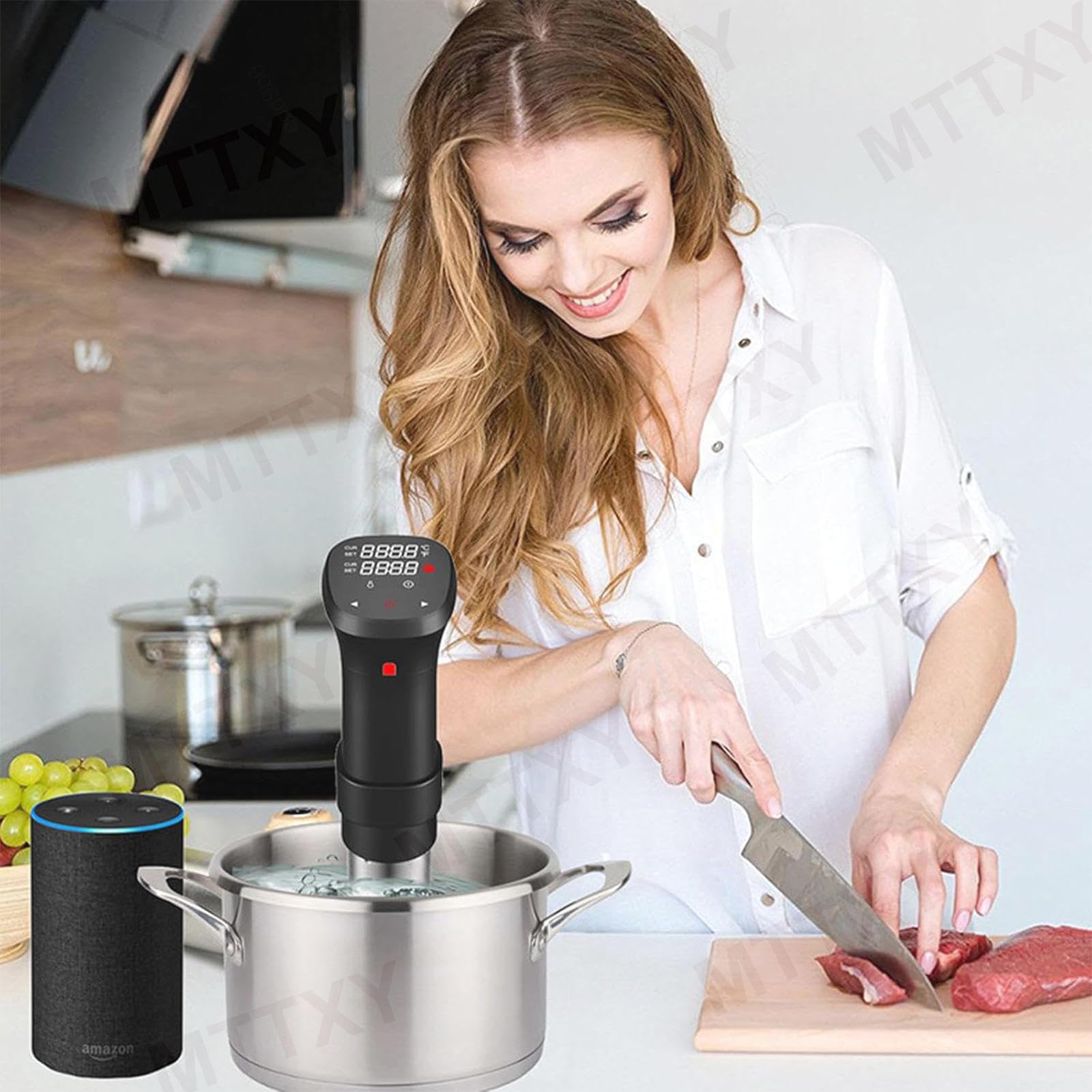 Kuchenka Sous Vide O Mocy 1100 W, Cyrkulator Zanurzeniowy Z Ekranem Dotykowym LCD, Wodoodpornością Ipx7, Kontrolą Temperatury, Próżniowym Urządzeniem Grzewczym O Powolnym Gotowaniu