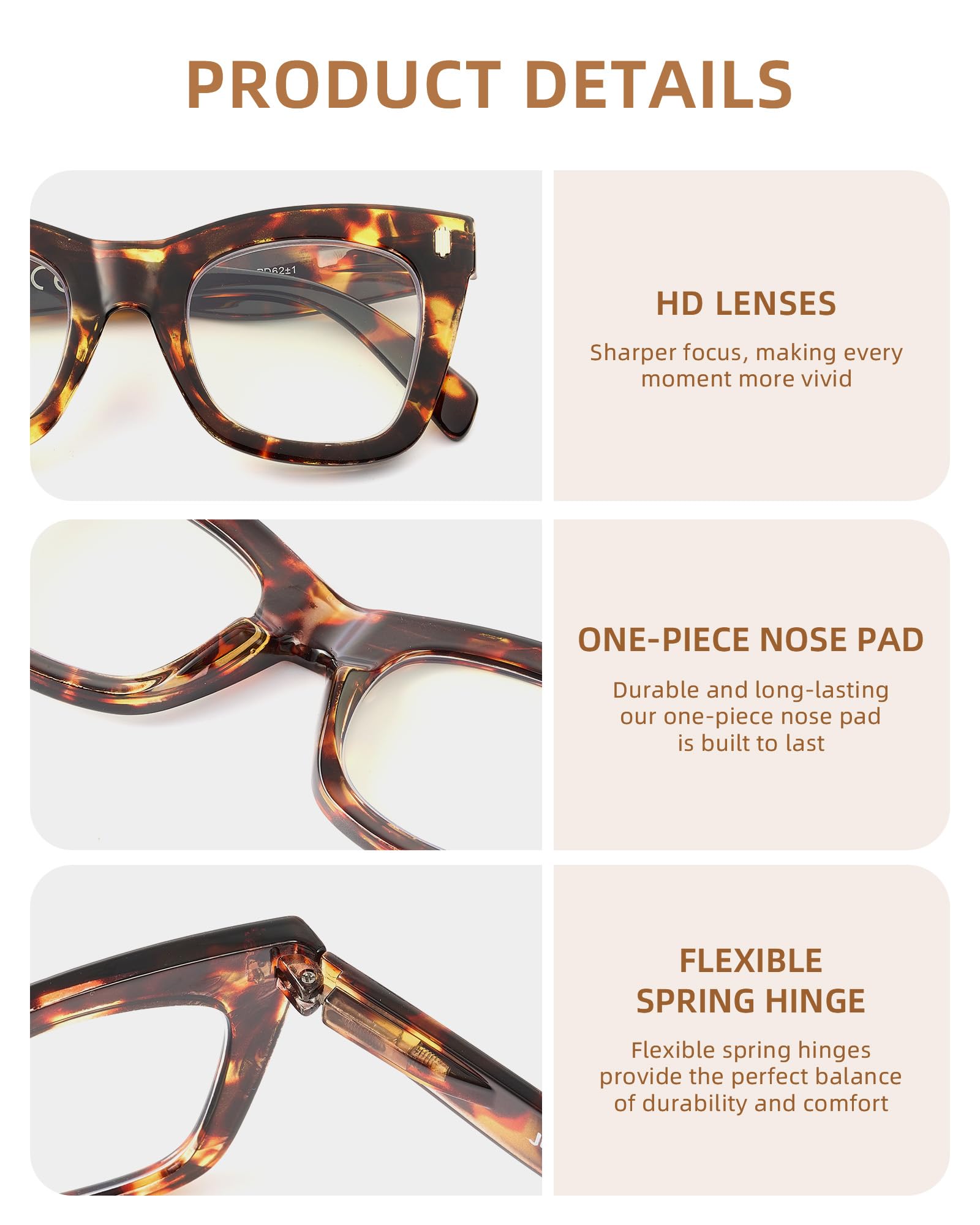 JM 4 Pack Gafas de Lectura para Mujer, Cuadrado Moda Grande Ojo de Gato Gafas Presbicia Luz Azul Lectores