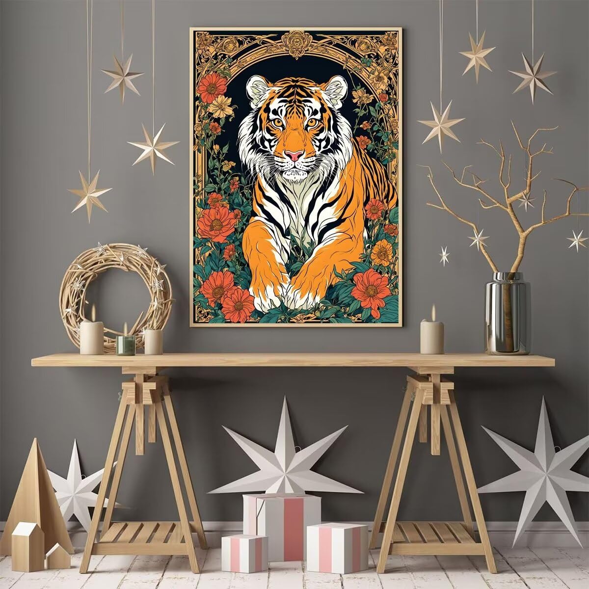 Malen Nach Zahlen Erwachsene – Tiger & Schmetterling, DIY Ölgemälde Set Mit Acrylfarben & Pinseln, 40x50 Cm, Deko Für Wohnzimmer