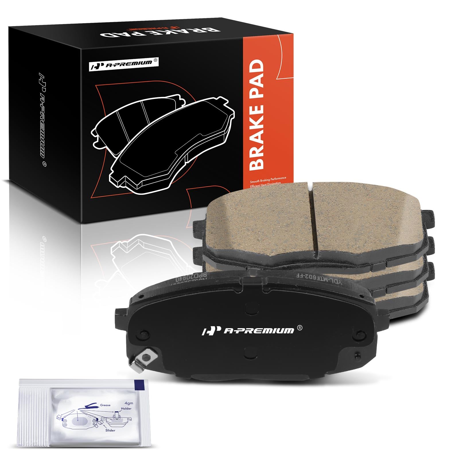 A-Premium Front Ceramic Disc Brake Pads Set Compatible with Kia Soul 2014-2019, Forte 2019-2022, Forte5 2020-2022, Seltos 2021-2022 & Hyundai Kona 2018-2023, Elantra GT 2018-2020, 4 Pcs