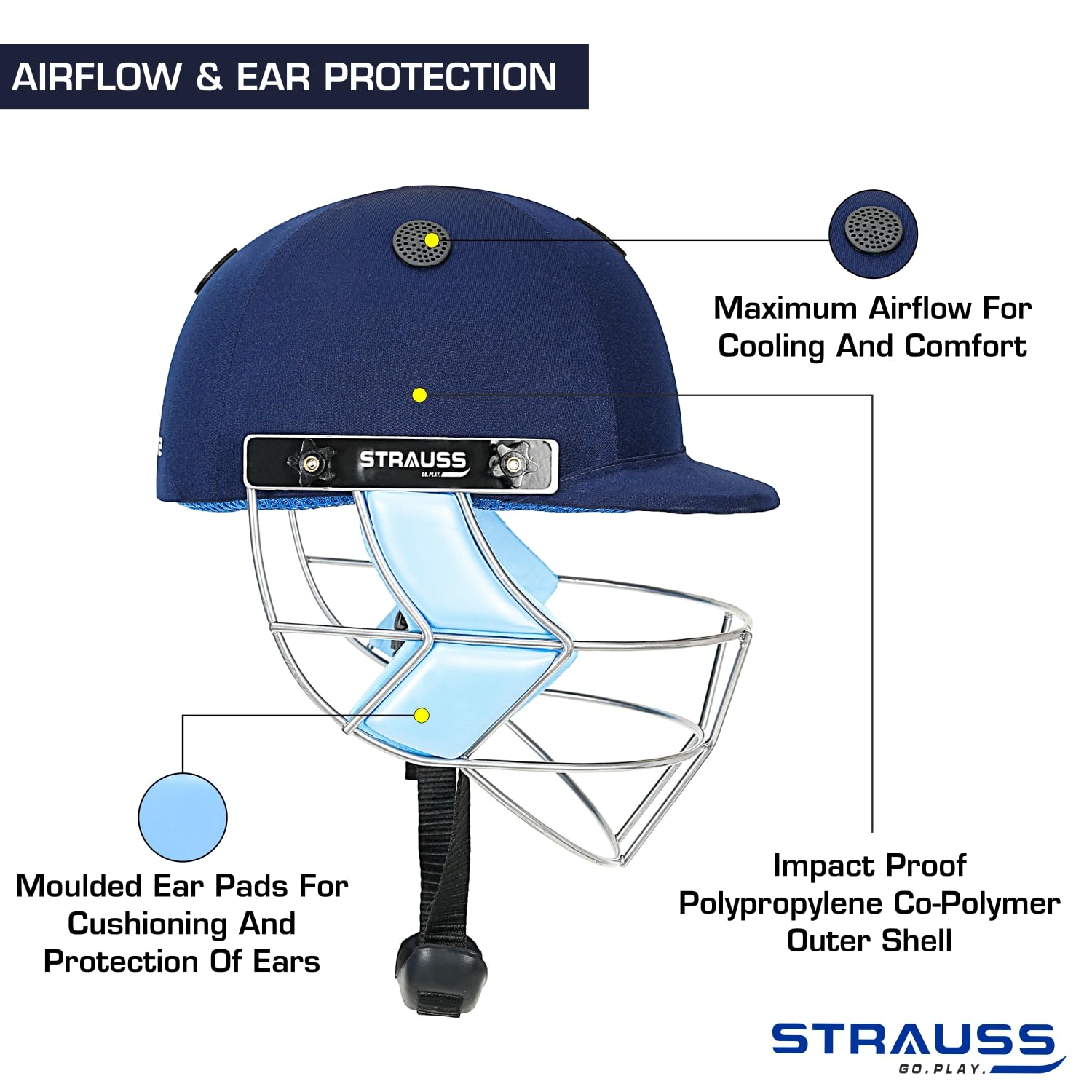 Strauss Supreme Cricket Helmet With Detachable Steel Grill