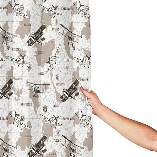 Miniatura 4 de Cortina de ducha impermeable con brújula y mapa del mundo, cortinas de baño para decoración de baño, juego de cortina de ducha de 72 x 72 pulgadas