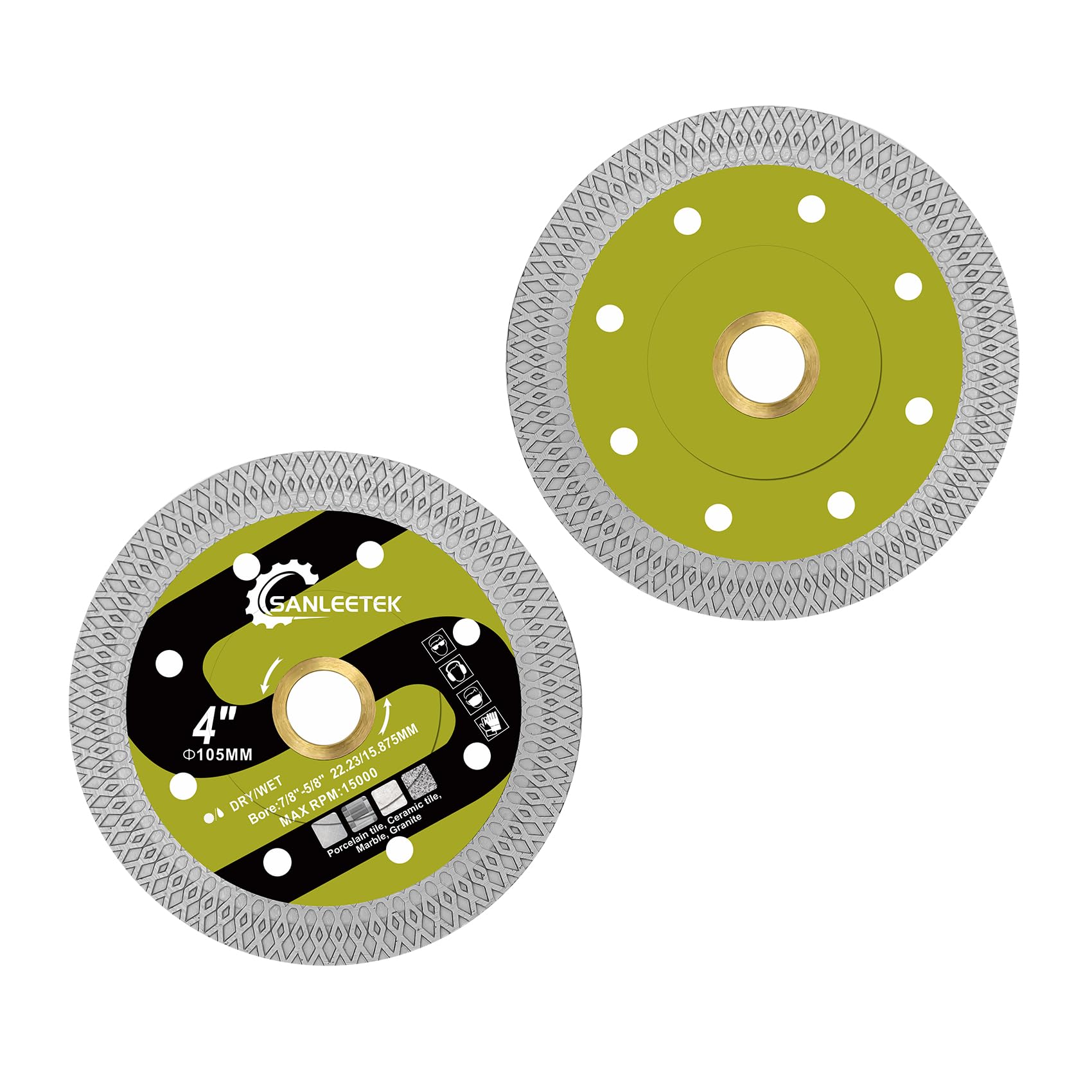 Diamond Cutting and Grinding Discs 105mm - 2pcs X Mesh Disc Cutter Diamond Blade for Ceramic Tile Porcelain Marble Granite Artificial Stone SANLEETEK