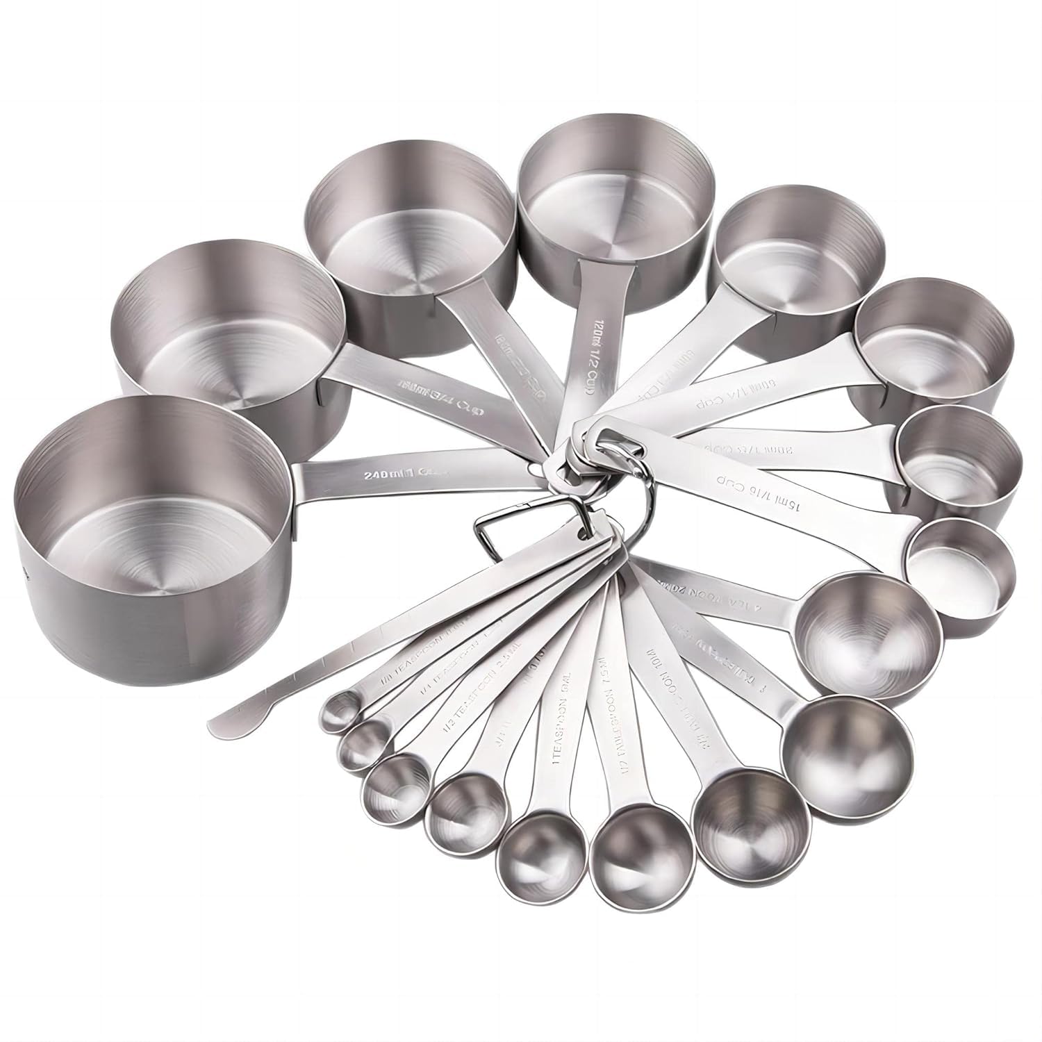 Smithcraft Measuring Cups and Measuring Spoons Set, Stainless Steel Measuring Cups and Spoons, 18/8 Steel Heavy Duty 8 Measuring cups, 9 Measuring Spoons, Baking Measure Cups Spoons