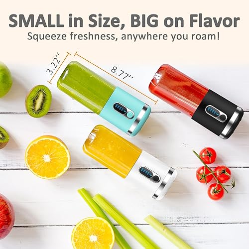 Miniatura 7 de Licuadora portátil, licuadora personal para batidos y batidos, recargable por USB de 4000 mAh, sin BPA, 15.2 onzas, 15.2 fl oz, con 6 cuchillas y