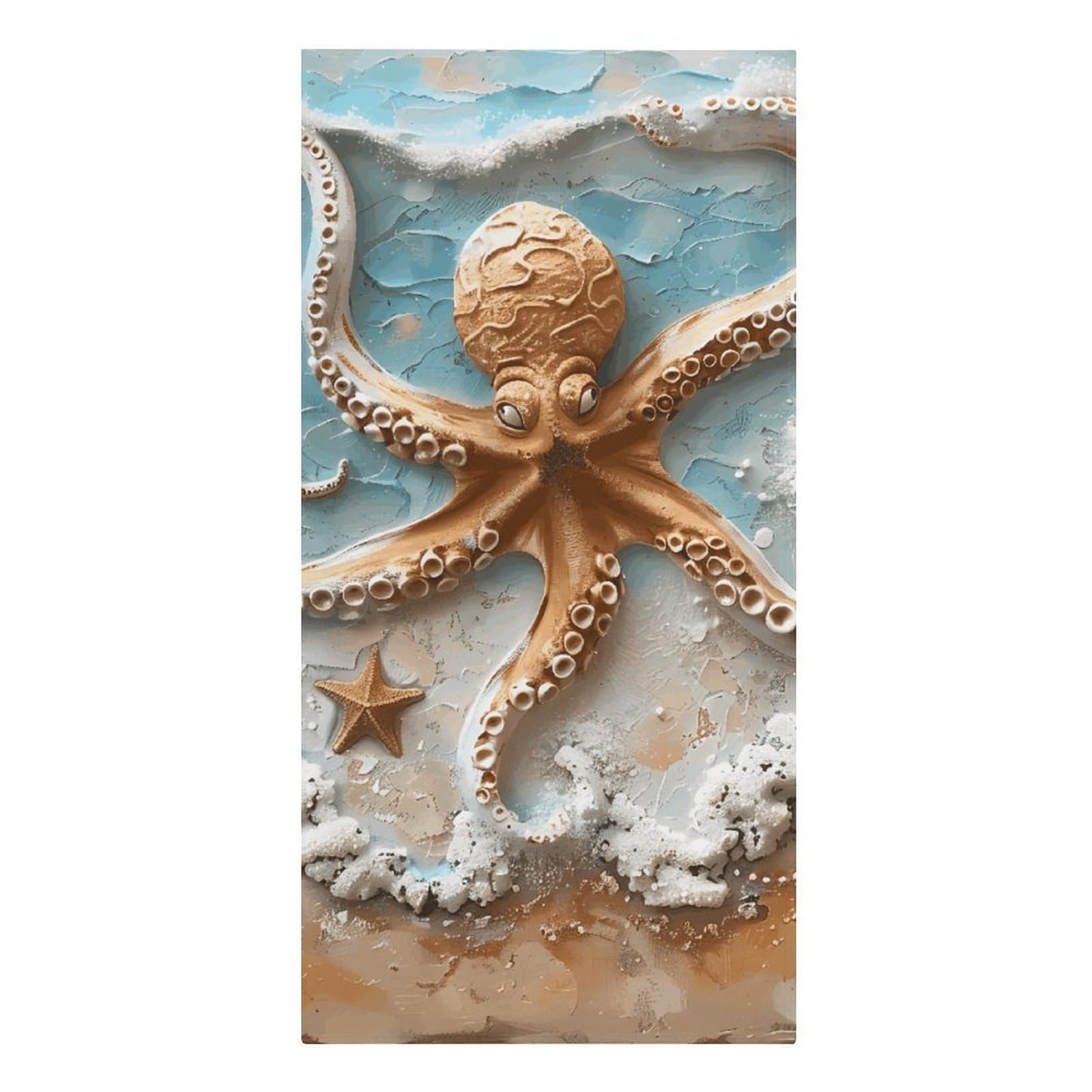 FodPand Lightweight Microfiber Large Overszed Beach Octopus Starfish Beach Towel 30.3x61.4 in Sand Blanket Travel, Swim, Bathroom, Girls Women Adults Gift Soft Big Pool Swim Towels