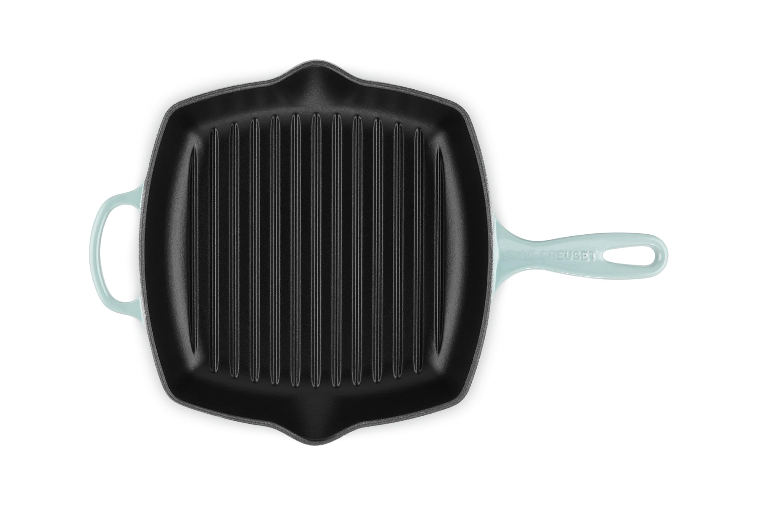 LE CREUSET Signature Gusseisen-Grillpfanne, Quadratisch, 26 cm, Für alle Herdarten inkl. Induktion geeignet, 2,86 kg, Sea Salt