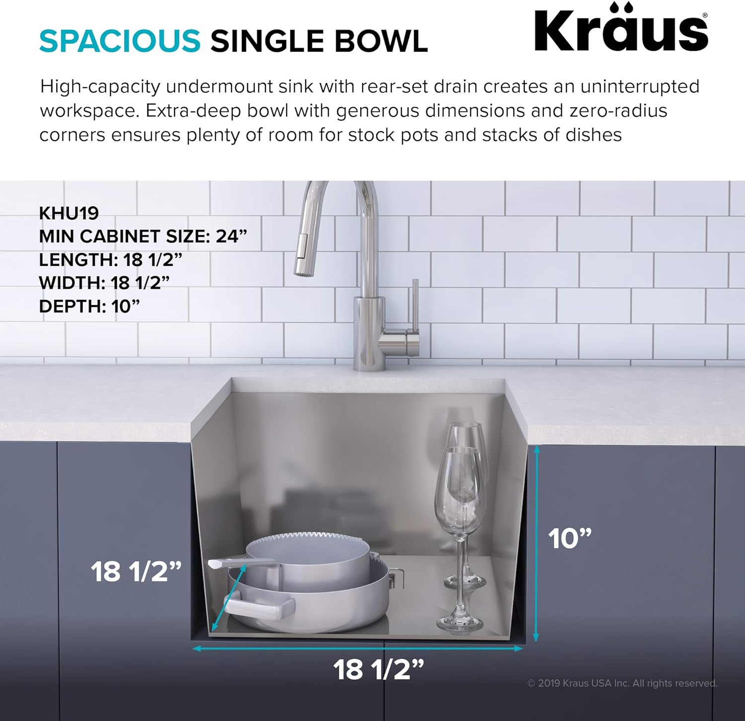 Prоmо 40% оƒƒ KRAUS Pax 18 1/2-inch 18 Gauge Undermount Single Bowl Stainless Steel Kitchen Sink, KHU19 Uр Tо 50% оƒƒ KRAUS Pax 18 1/2-inch 18 Gauge Undermount Single Bowl Stainless Steel Kitchen Sink, KHU19
