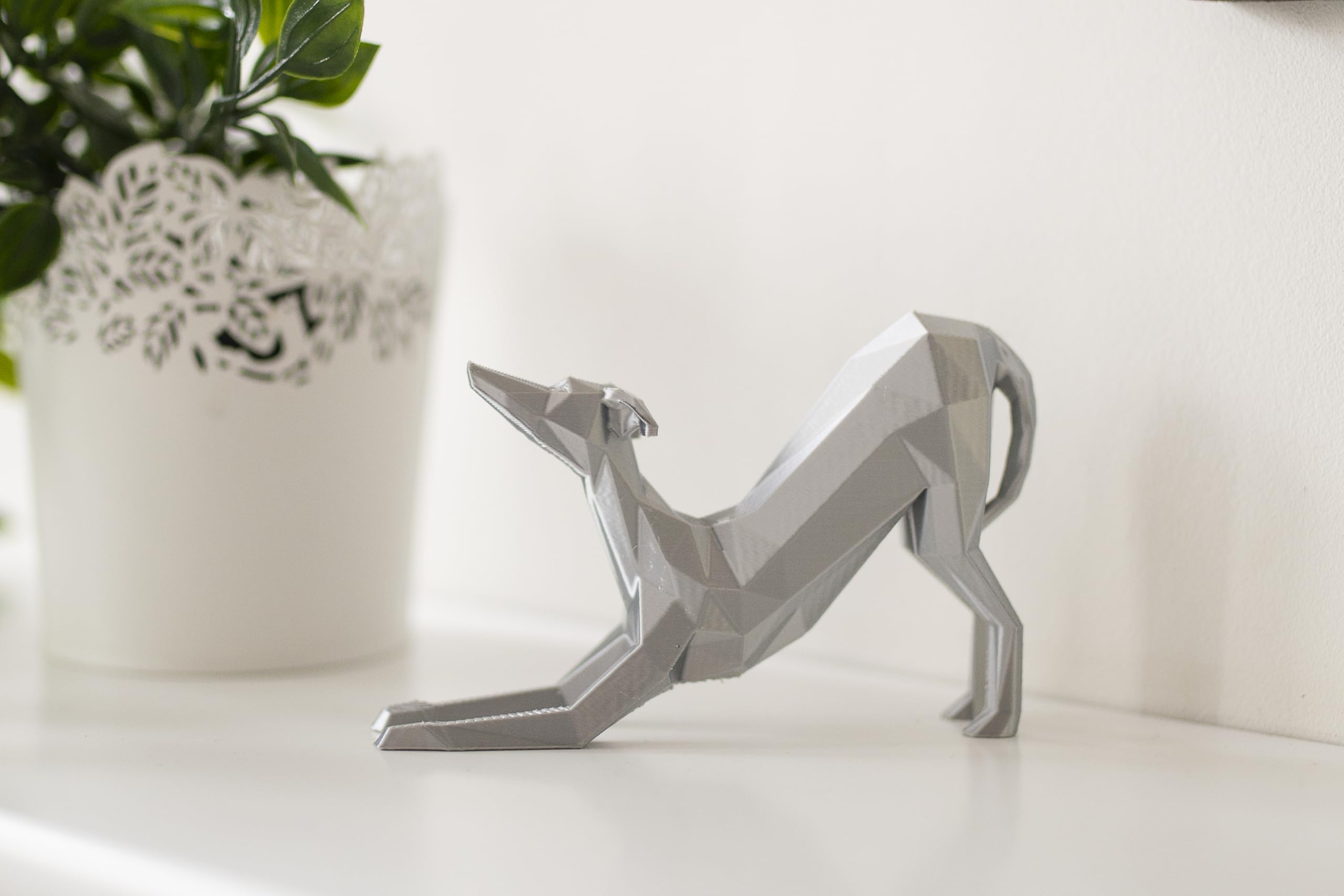 3D Printed Sighthound Sculpture - Whippet/Greyhound - Lightweight Ornament, (Silver) - Image 2