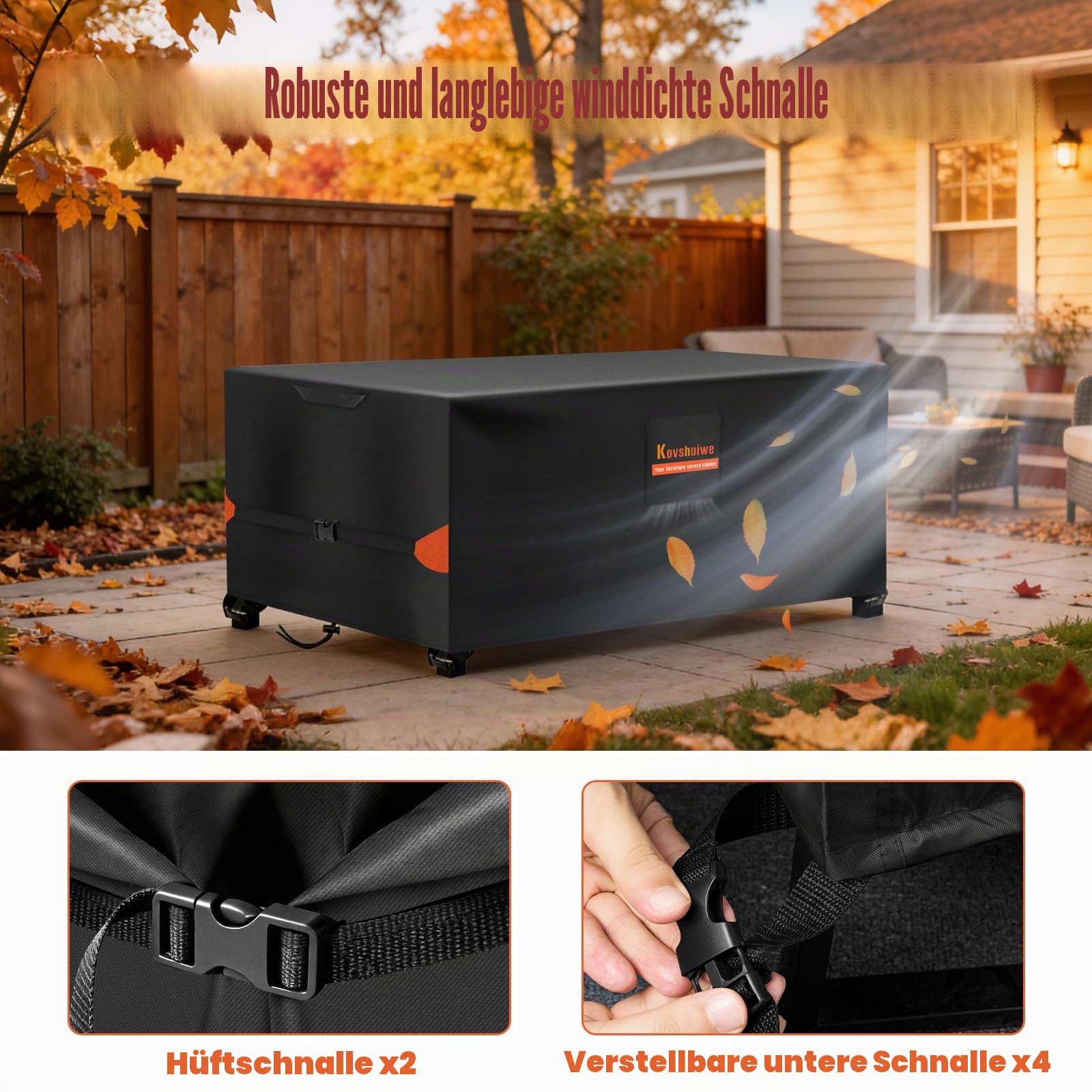 Kovshuiwe Abdeckung für Gartenmöbel 300x250x100cm, Wasserdicht 500D Oxford | Wasserdicht,Winddicht,UV-Beständiges,520D Heavy Duty Winddicht,Schutzhülle Abdeckplane,Abdeckplane für Gartenmöbel Outdoor