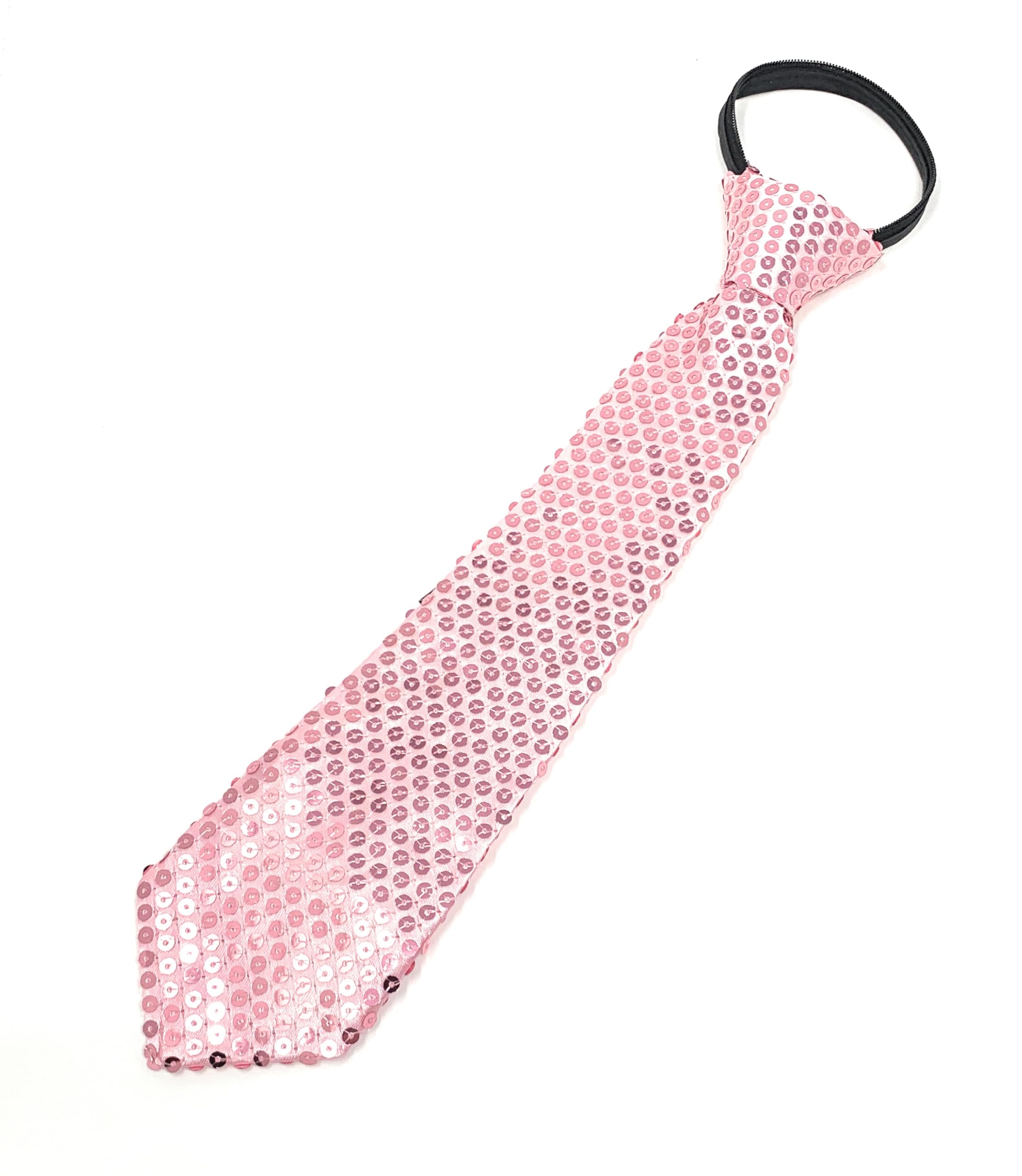 Cadoline Pink Mens Sequin Polyester Fancy Dress Clip on Tie 38 x 8cm