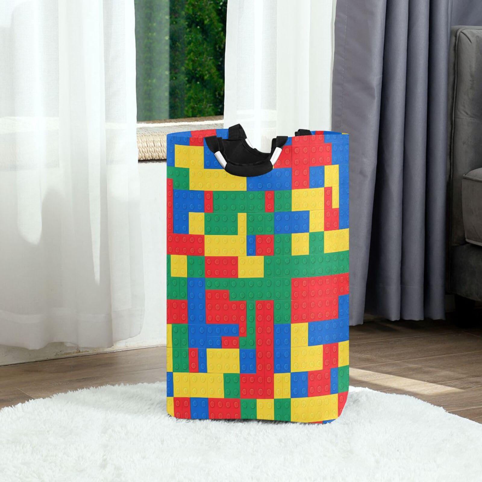 Jihqo Laundry Hamper Basket Building Blocks Collapsible Nursery Storage Bin Waterproof Clothing Baskets for Home Bedroom Bathroom Washing Room