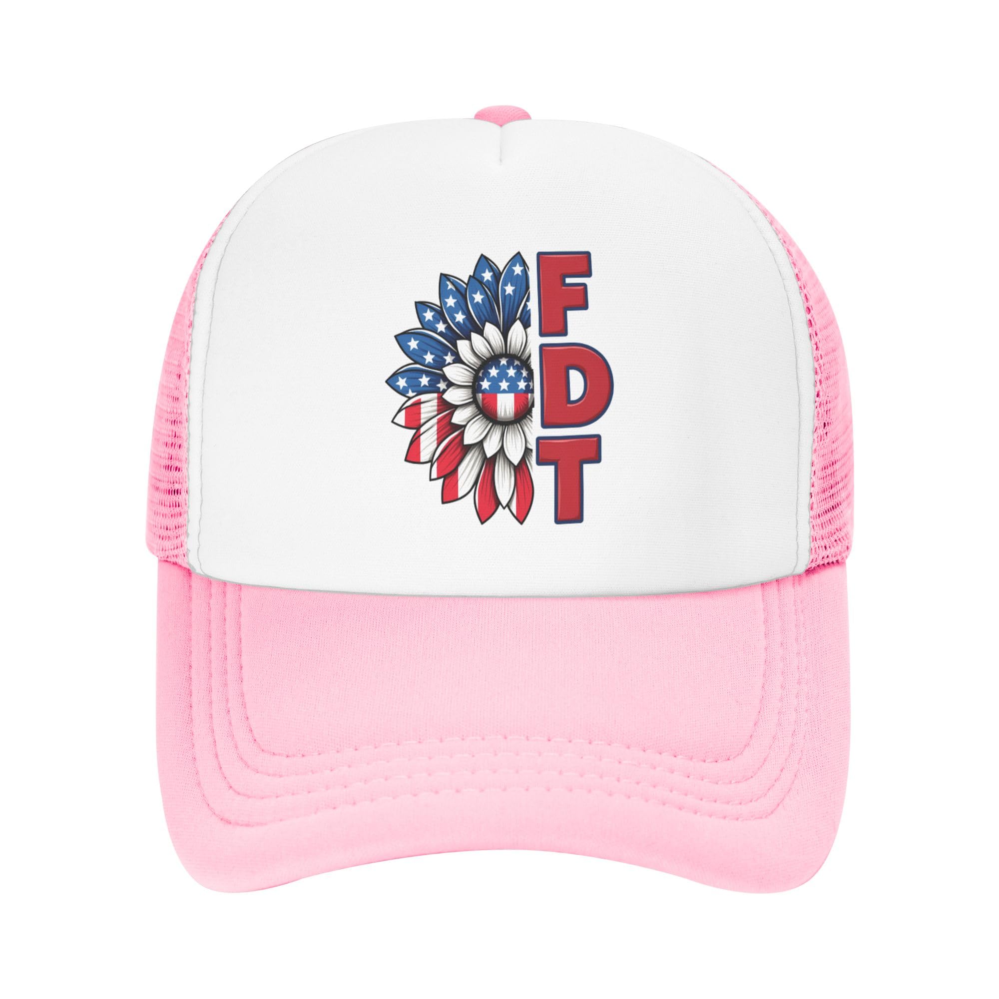 Vetrova FDT 8647 Trucker Hat Resist Fascism Baseball Cap Mesh Back Adjustable Hats for Kids - Pink