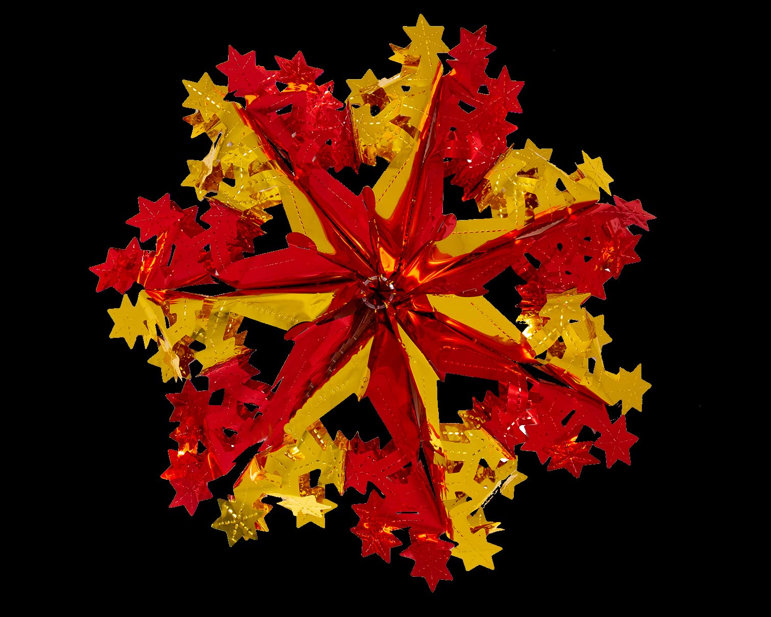 Simply Products Gold & Red Foil Garland Snowflake Star - Christmas Hanging Decoration Wall Ceiling Xmas Deco (Gold & Red)