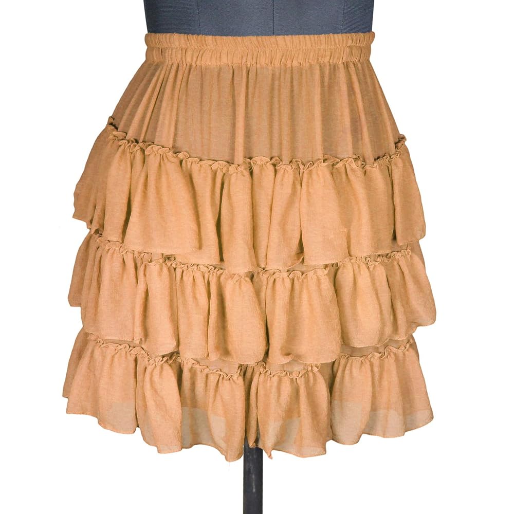 【suzen】Botte Mini Frill Skirt (beige) Wholesale Beige Ruffle High Waisted Mini Skirt | J5Fashion