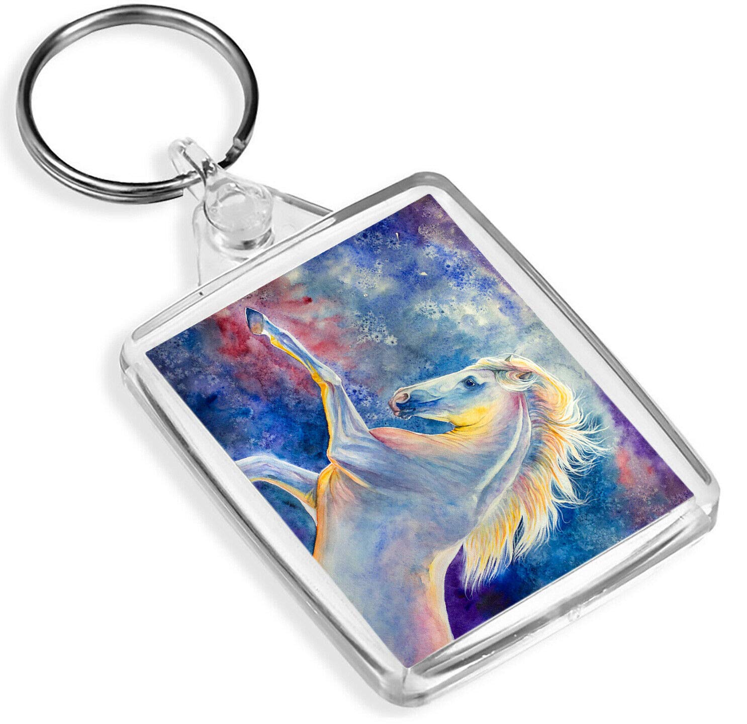Destination Vinyl Keyrings Unisex Multi Magical White Horse Keyring - Ip02 - Drawing Art Painting #14220
