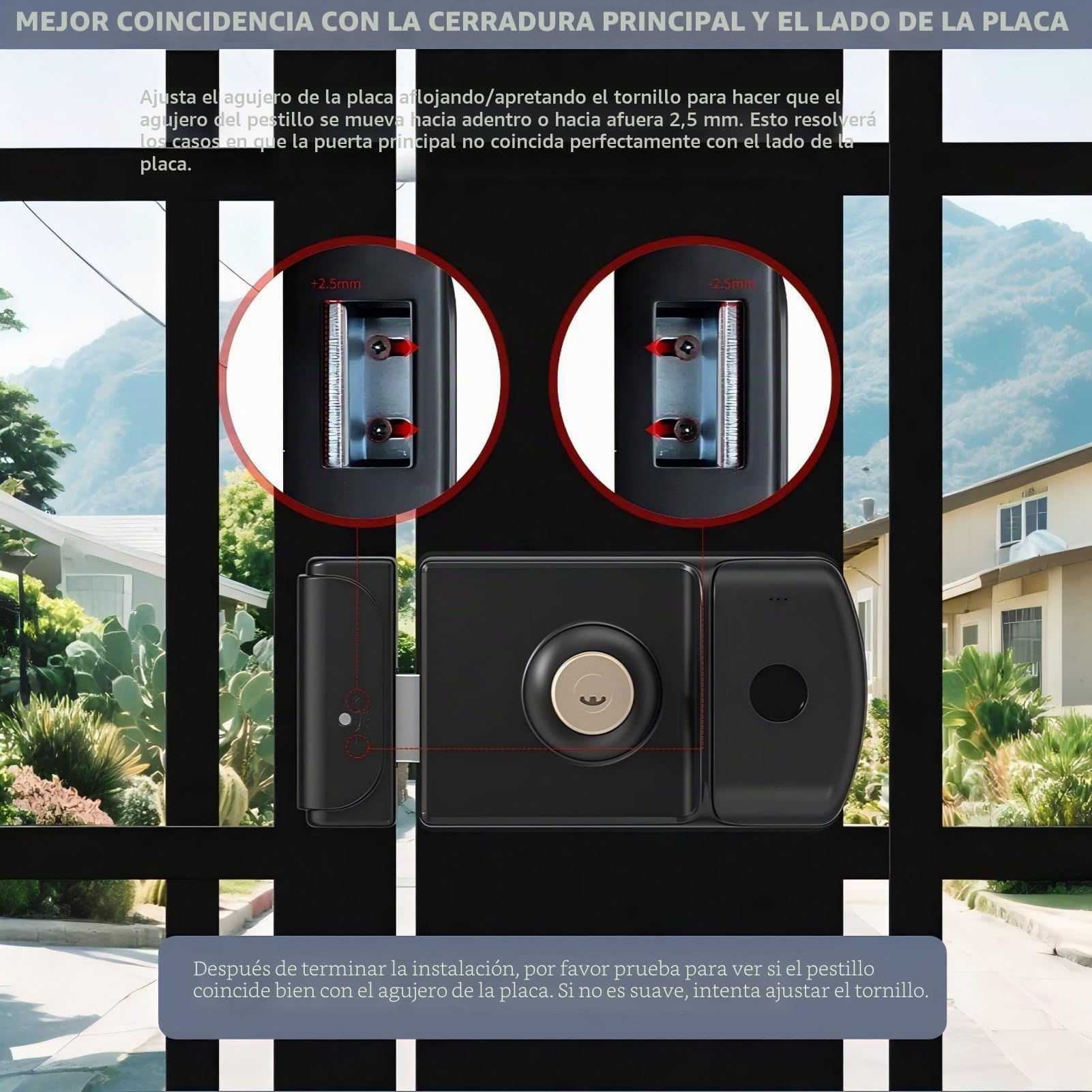 Cerradura Exterior IP66, Huella Doble y Tarjeta, Impermeable,Negro | Huella Digital de Doble Cara y Entrada de Tarjeta - Cerradura 5 en 1 para Portón/Verja de Jardín/Patio con WiFi