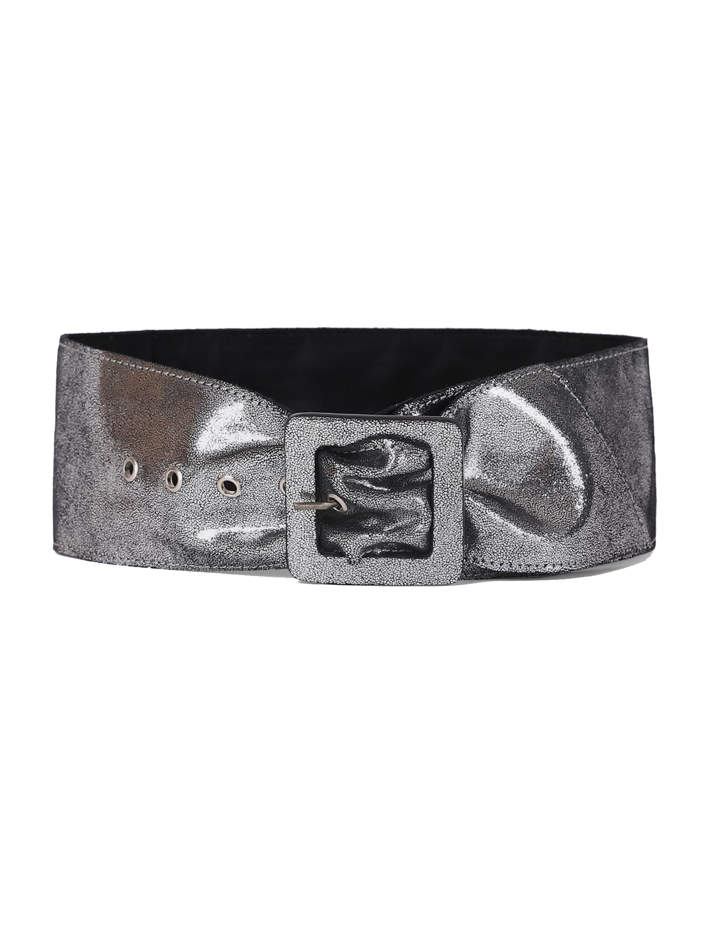 Label RITU KUMARSilver Metallic Broad Buckle Belt