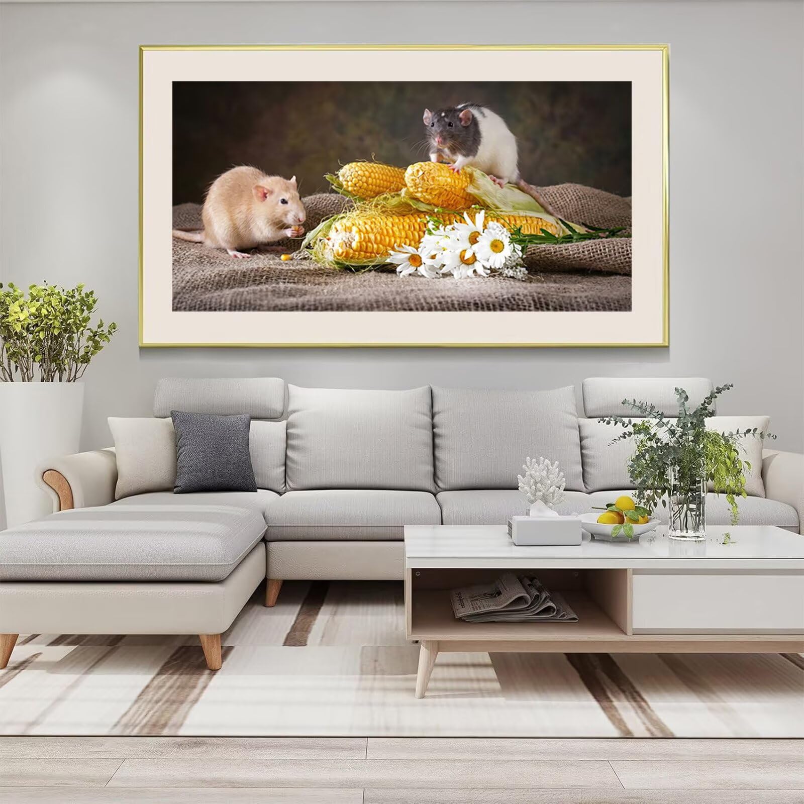 Diamond Painting Maus, Tier Diamond Painting Erwachsene, 5D Vollbohrer Diamanten Paint by Numbers, Kreatives für Erwachsene Mosaik Bastelset für Home Wand Deko, Geschenke für Frauen, 100x200cm,Cod-965