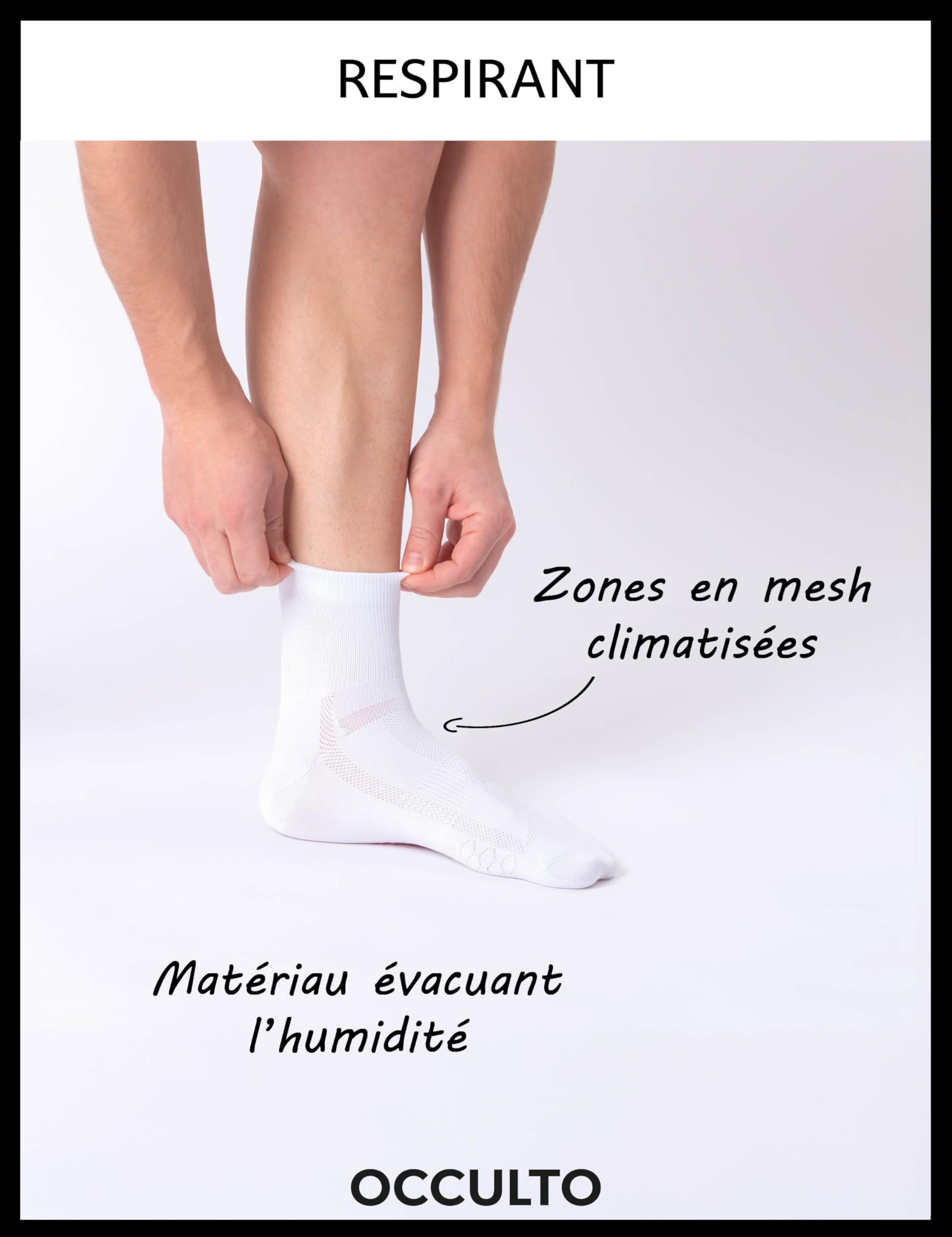 Occulto Chaussettes Cyclisme Courtes Homme Femme lot de 2 Modèle Thomas