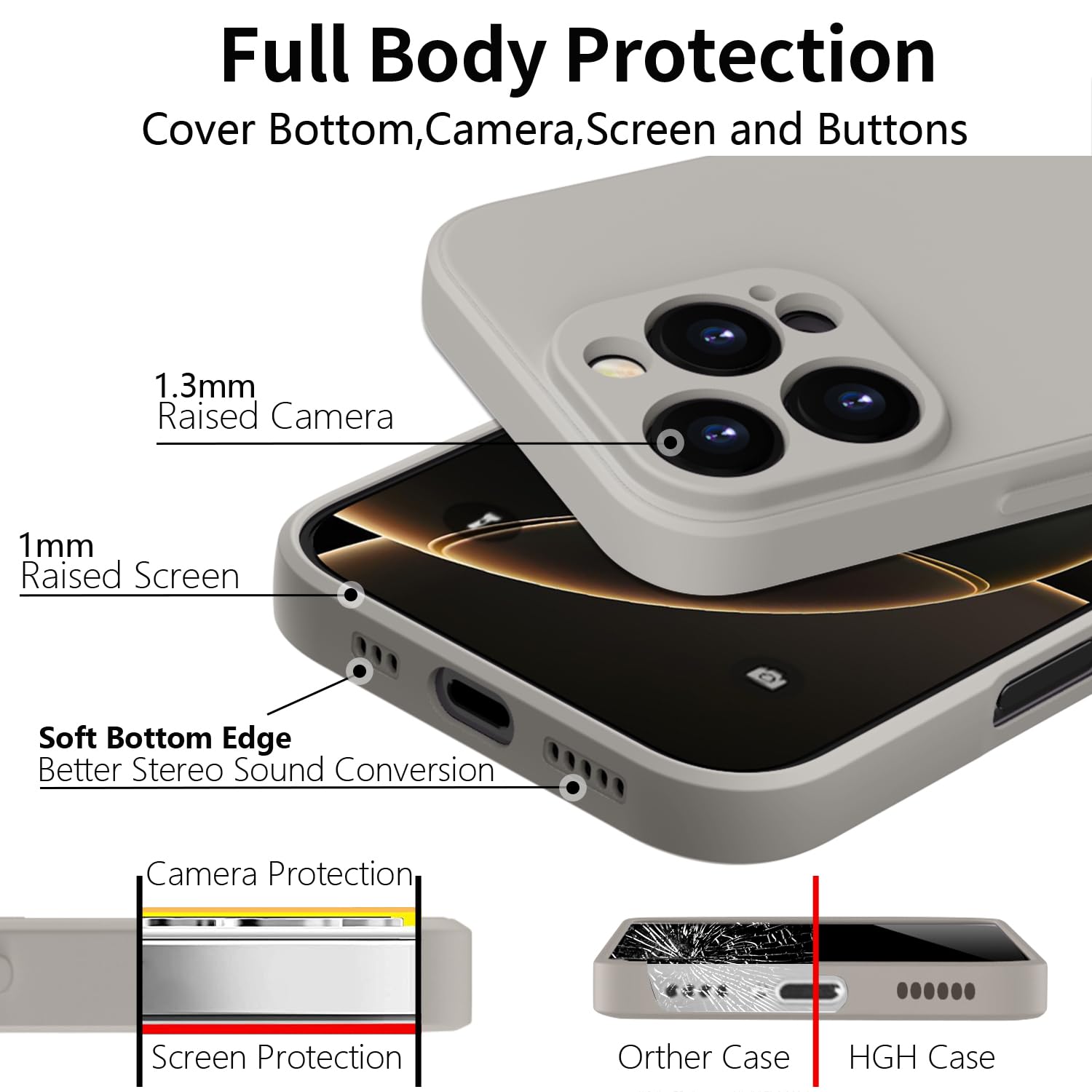 HGH for iPhone 16 Pro Case Silicone With Lanyard - Image 3
