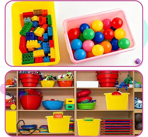 Miniatura 7 de 16 cubos de plástico a granel para organización del hogar, cubos apilables frontales para libros, contenedores de almacenamiento de juguetes,