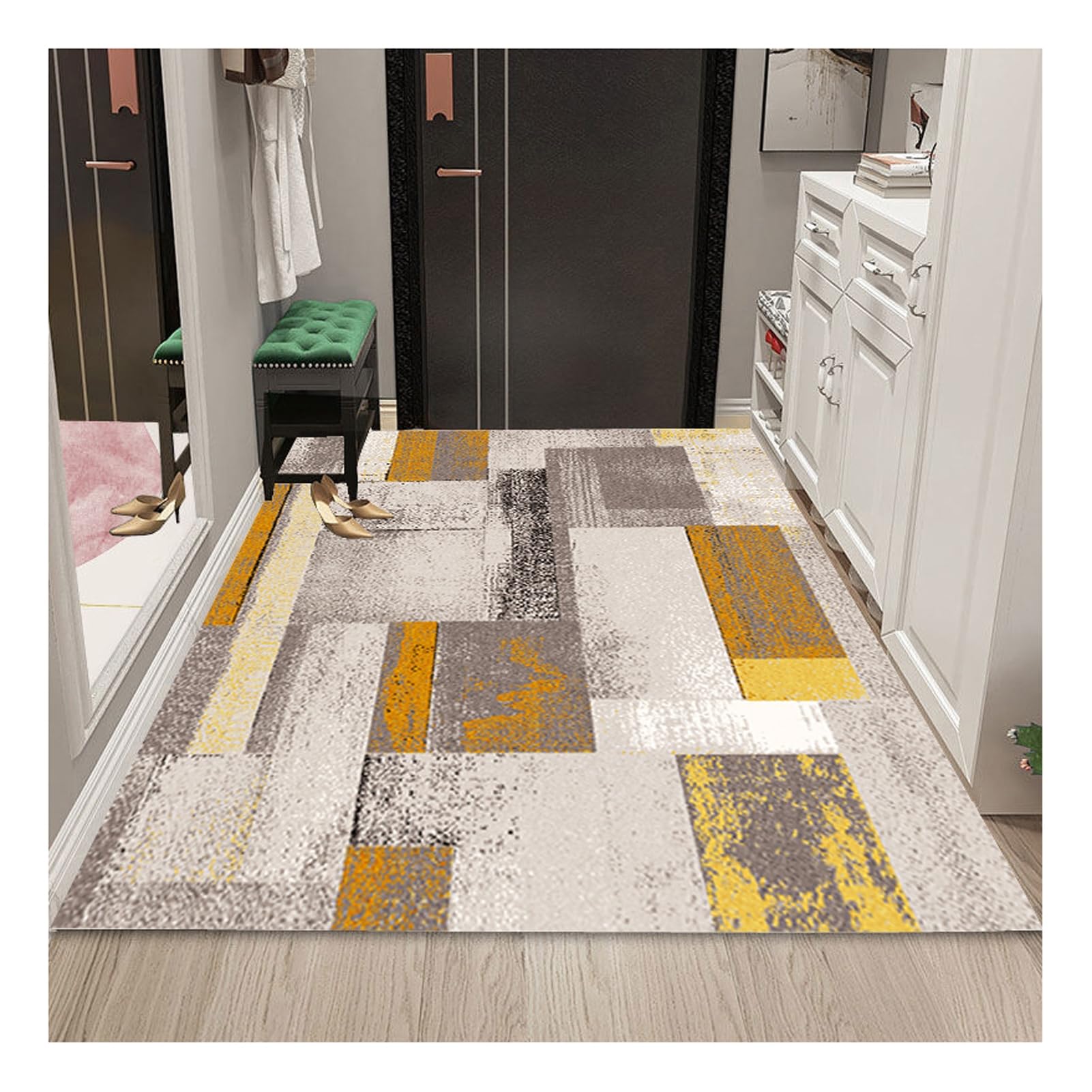 Alfombras de pasillo antideslizantes lavables color naranja marrón de 110x140 cm