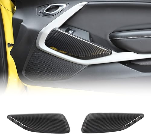 RT-TCZ Cubierta de panel de puerta interior, accesorios de decoración interior para Chevrolet Camaro 2016-2022, 2 unidades (grano de fibra de