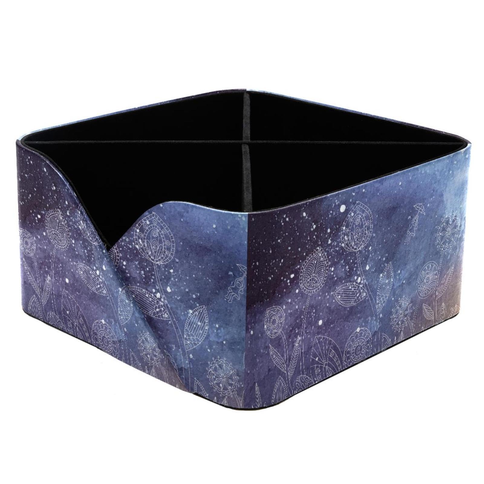 KengjuTesu Unique Flowers Desktop Organizer Pen Holder, Rectangular Pencil Cup for Office, Study and Makeup Stations