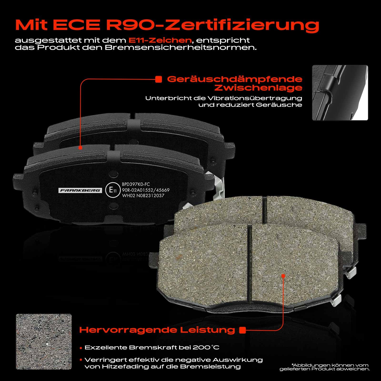 Frankberg Bremsensatz inkl. 2x Bremsscheiben + 4x Bremsbeläge Vorne Kompatibel mit i30 FD Cee'D Schrägheck ED Pro Cee'D ED Cee'D SW ED i30 Kombi FD Replace# K2JA3328ZA