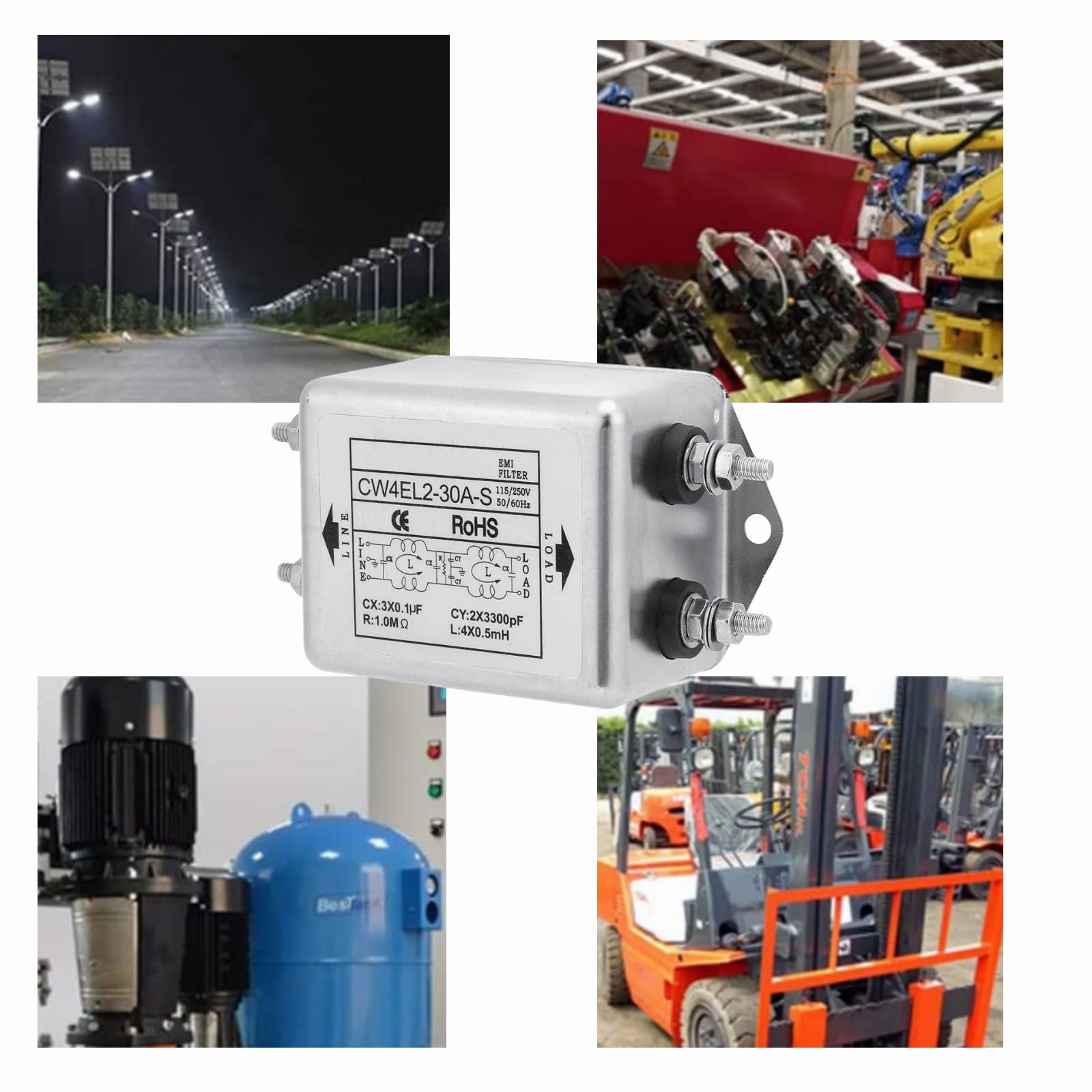 Filtre d'Alimentation EMI, Filtre EMI monophasé 115 V/250V 50/60Hz, EMI Filter Interférentiel Électromagnétique, pour Équipement Mécanique pour supprimer Interférences électromagnétiques