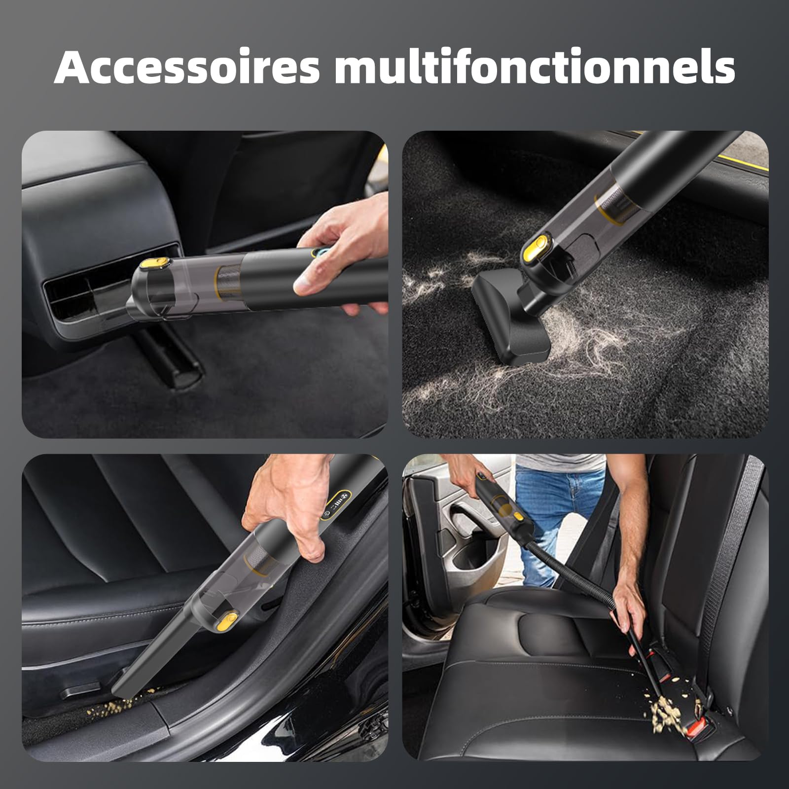 Aspirateur à Main 18000Pa - Aspirateur Voiture sans Fil Puissant avec Fonction Vidage Automatique 1 Bouton, 3 Vitesses, Charge Rapide, pour Poils d'animaux, Canapé et Intérieur de Voiture