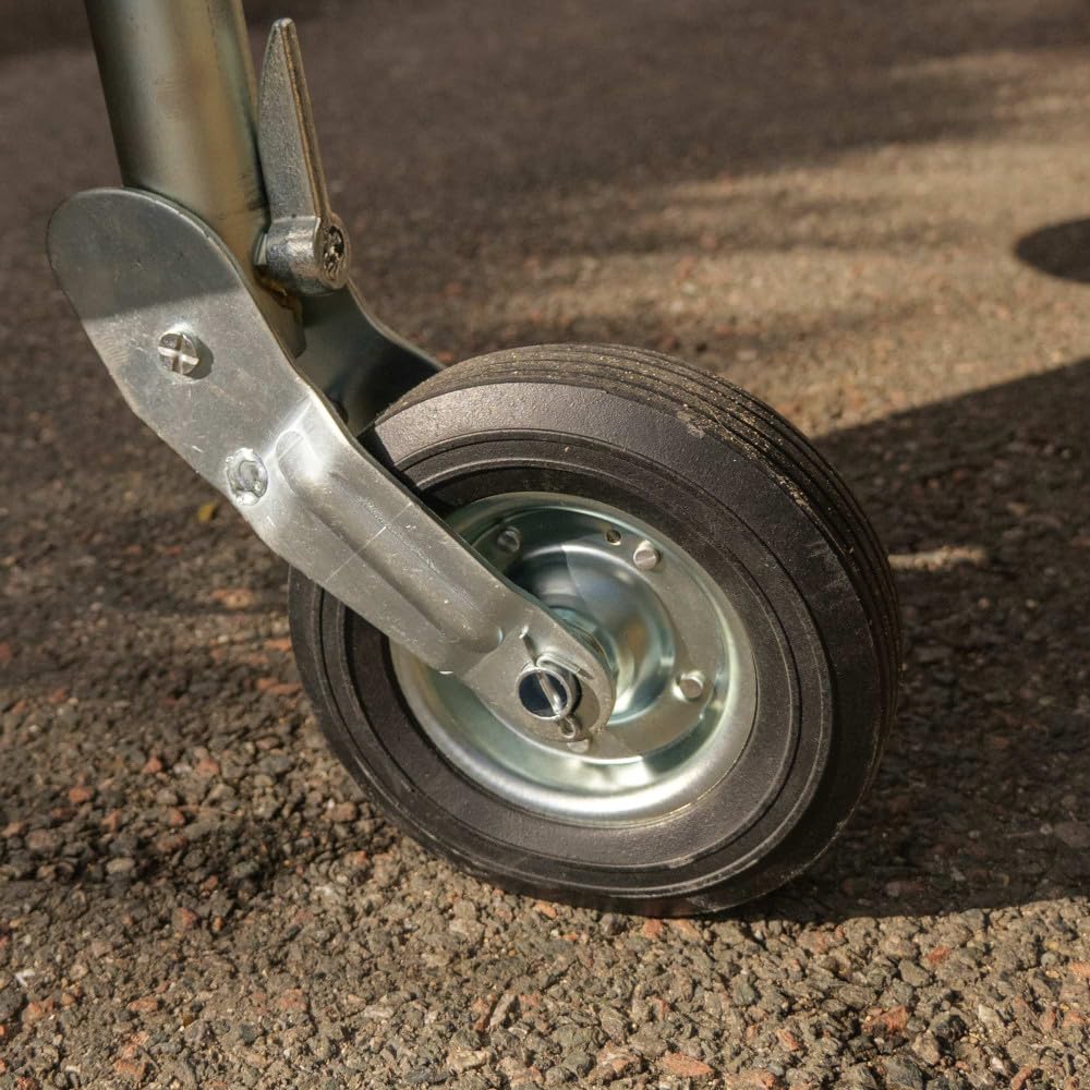 Roue Jockey - 500kg - Tube acier 60mm - Escamotable - Bride de fixation soudée multi-trous - Universelle tous types de remorques