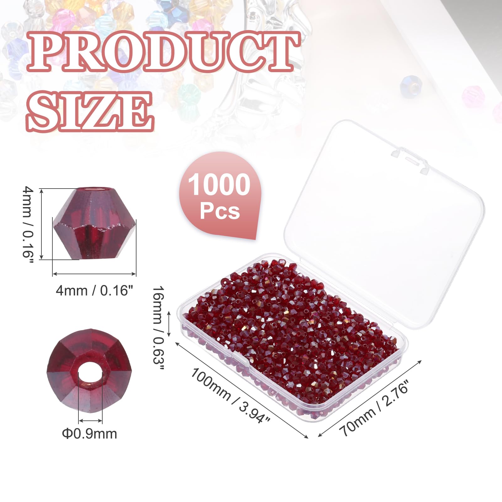PATIKIL 1000pcs 4mm Bicone Glass Crystal Beads - Image 2