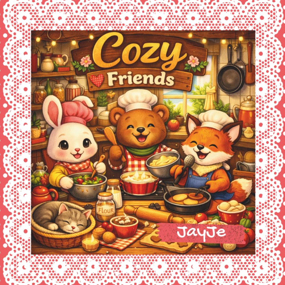 Cozy Friends: Cute & Cozy Coloring Book: Animales en escenas tiernas y relajantes.