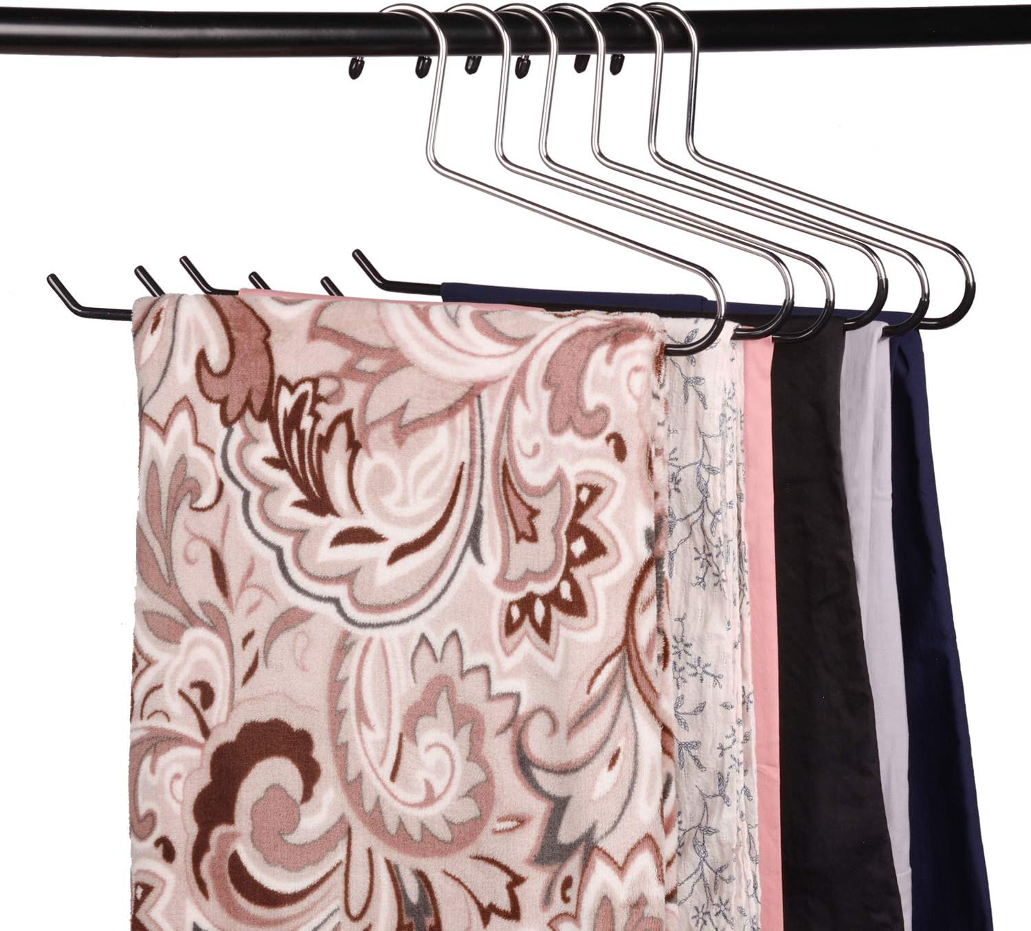 VASLIM Blanket Hangers Pants Hangers Heavy Duty Stainless Steel Black Vinyl Coated Nonslip - Great for Closet Storage Space Saving 8 Pack Black