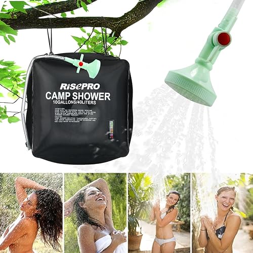 Miniatura 2 de bolsa para ducha solar, de 10 galones/40 l, calefacción solar, camping, bolsa para ducha con agua caliente a 45 ºC, senderismo, montañismo, XH07