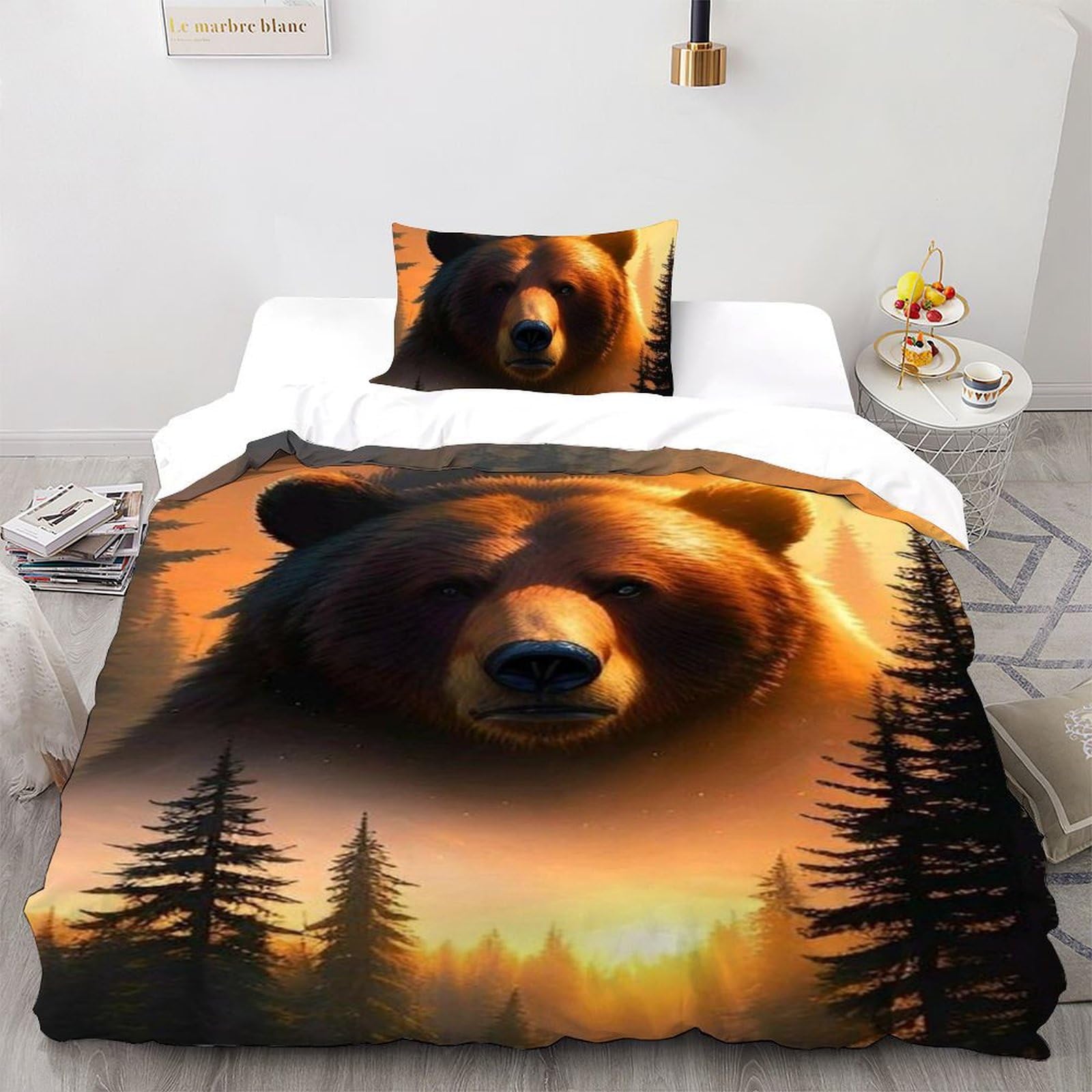 Housse de couette forêt et ours pour transformer la chambre des filles en refuge