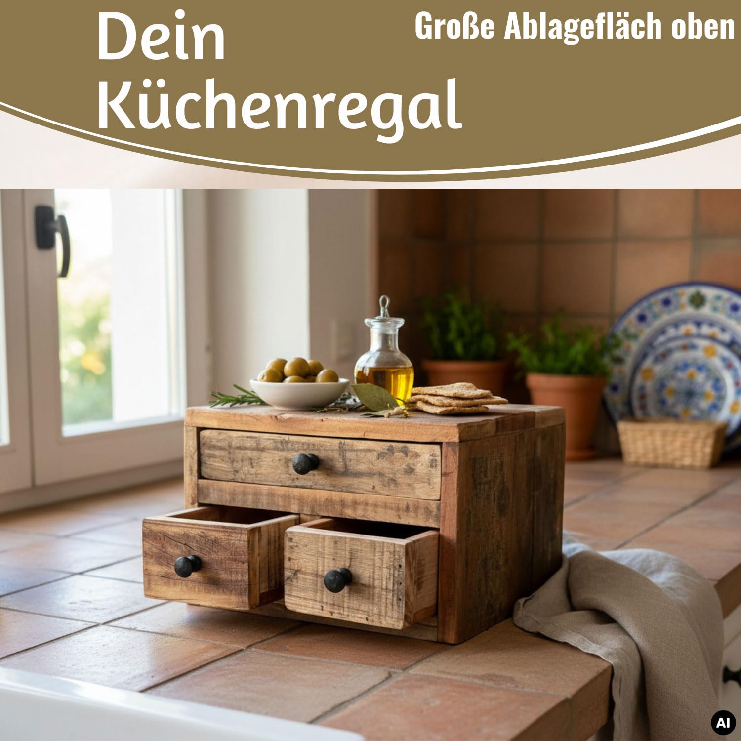 LS-LebenStil Vintage Aufbwahrungsbox Unika - Factory Braun - 30x24x19cm