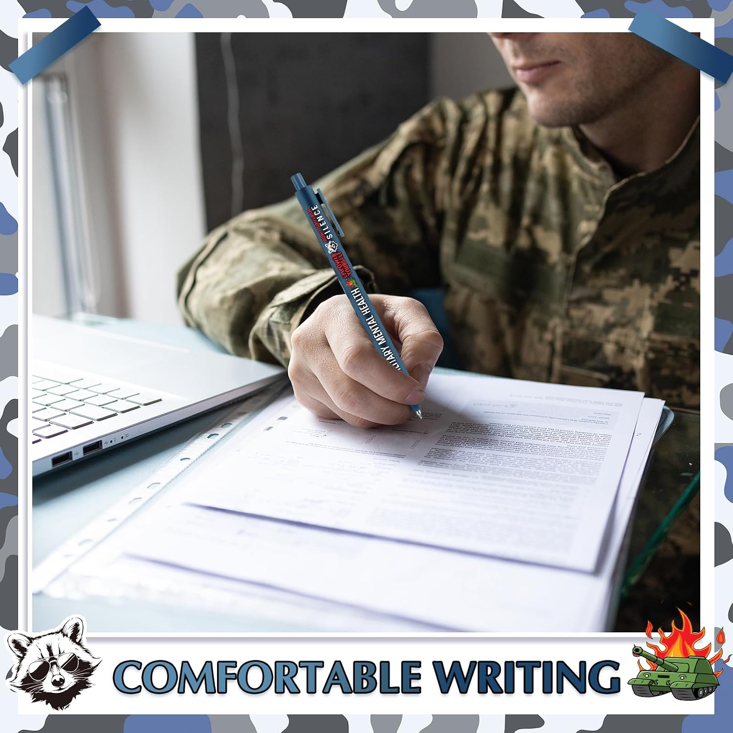 Sayglossy 100 Pcs Veterans Day Gifts Bulk Military Mental Health Awareness Pen Funny Inspirational Empower Yourself Ballpoint Pen for Men Women Veterans Memorial Day Gift