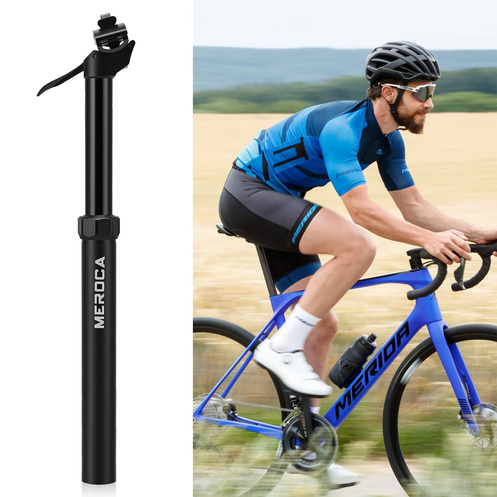 Hydraulische Dropper Sattelstütze Höhenverstellbar - Teleskopsattelstütze für Mountainbike MTB - 30,9mm / 31,6mm Rohrdurchmesser, Aluminiumlegierung, 400mm Gesamtlänge mit 100/125mm Hub
