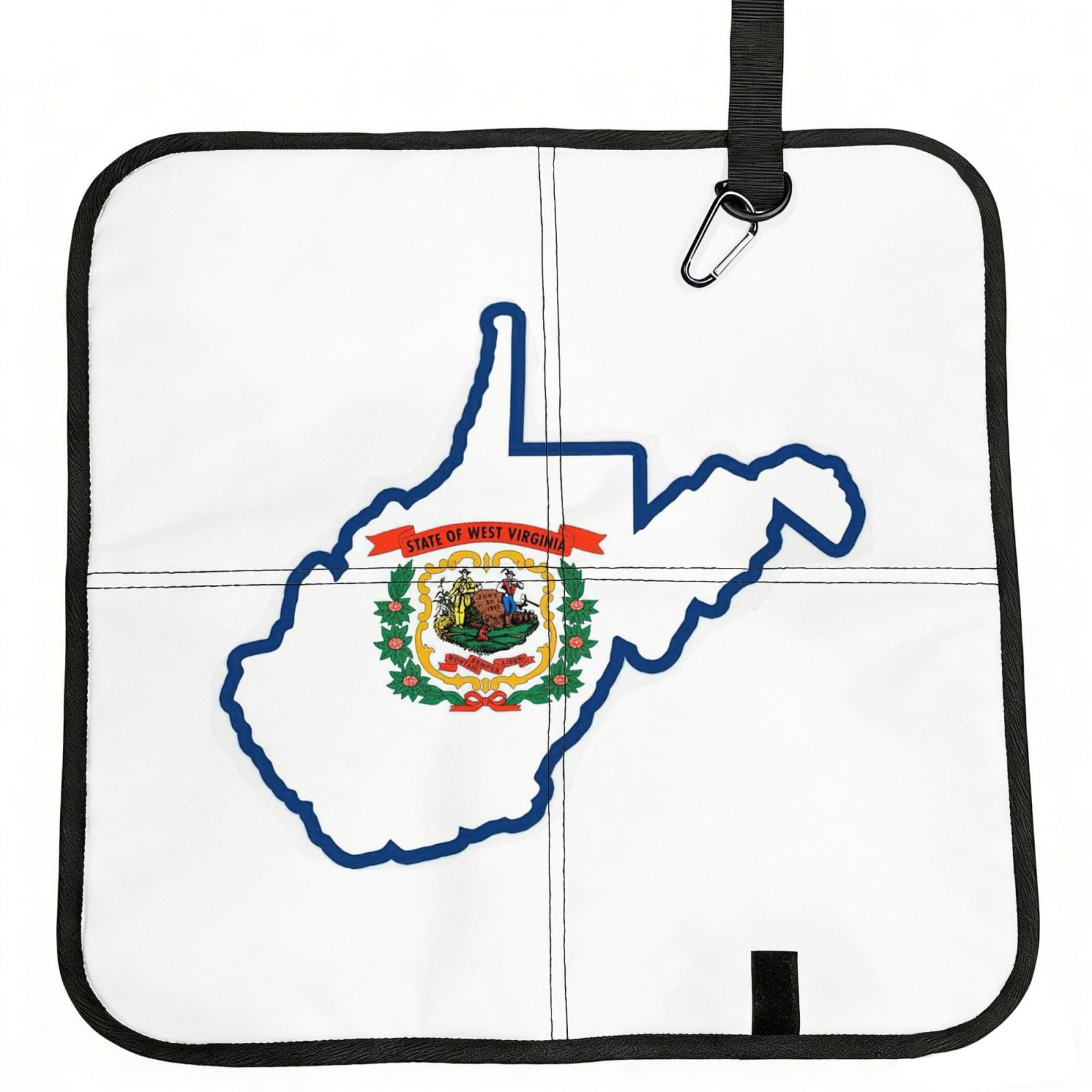 UVBDF West Virginia State Flag Map Print Outdoor Sitting Cushion Folding Seat Pad Compact Portable Picnic Bench Cushion Mat