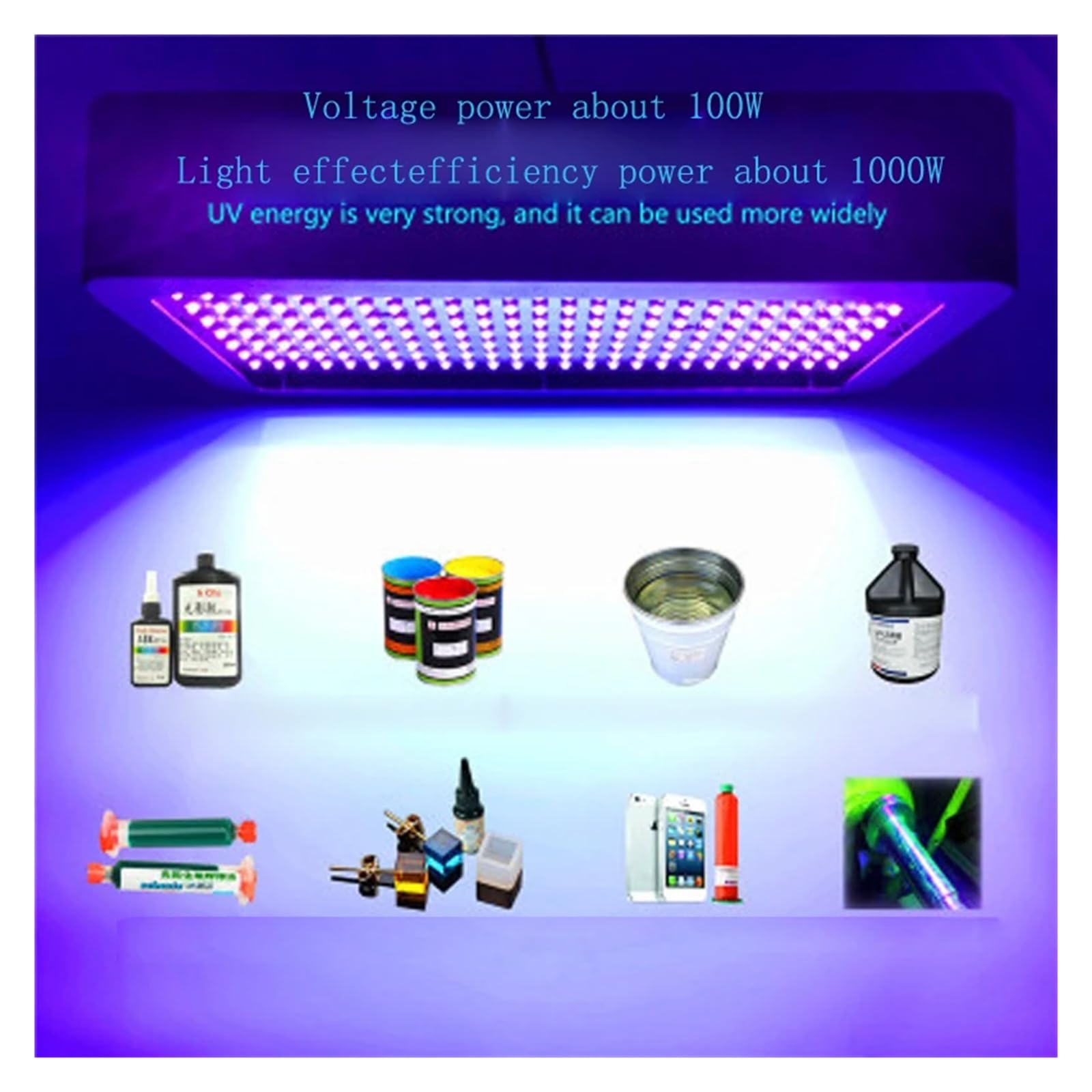 Lampa utwardzająca UV LED o dużej mocy 395 nm 405 nm 365 nm Drukowanie tuszem klejowym UV Zielony olej Bezcieniowa lampa utwardzająca żywicę do obudów DIY(5600W,405nm)