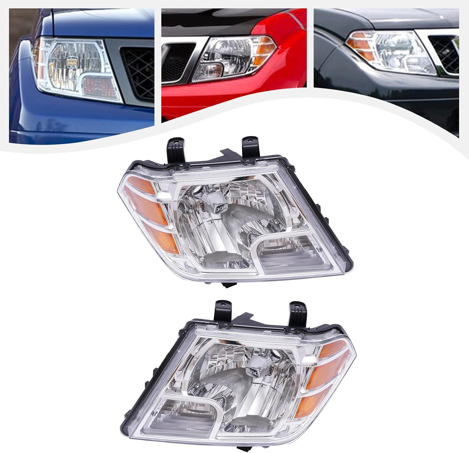 Front Headlight for 2009-2018 Nissan Frontier Pickup Truck Halogen Headlight, 55 / 65W HB5 Light Type Front Headlamp Replacement Assembly Halogen Headlamp (Left + Right Side)
